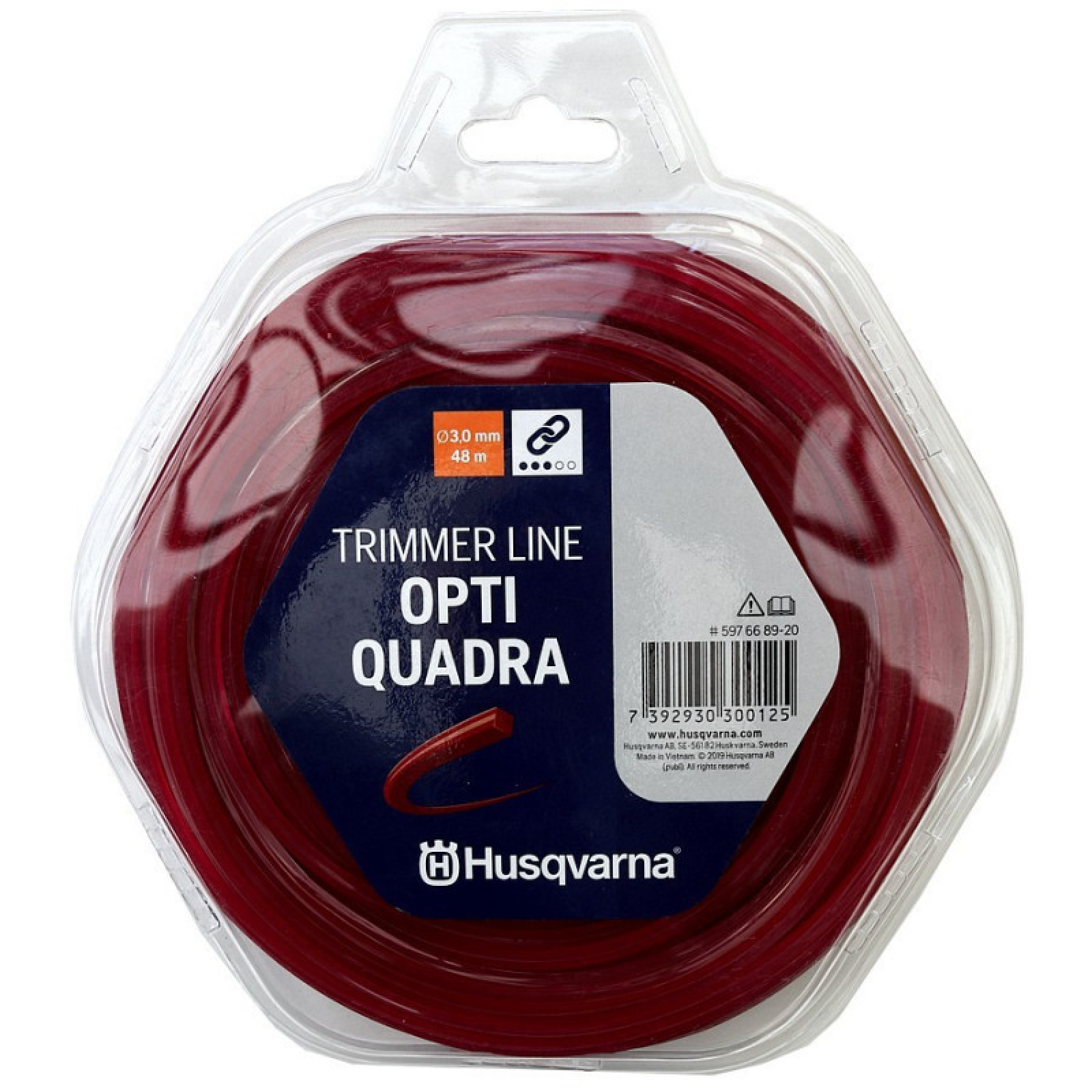 Корд Триммерный Husqvarna Opti Quadra Красный, Блистер (3,0мм*48м) 5976689-20