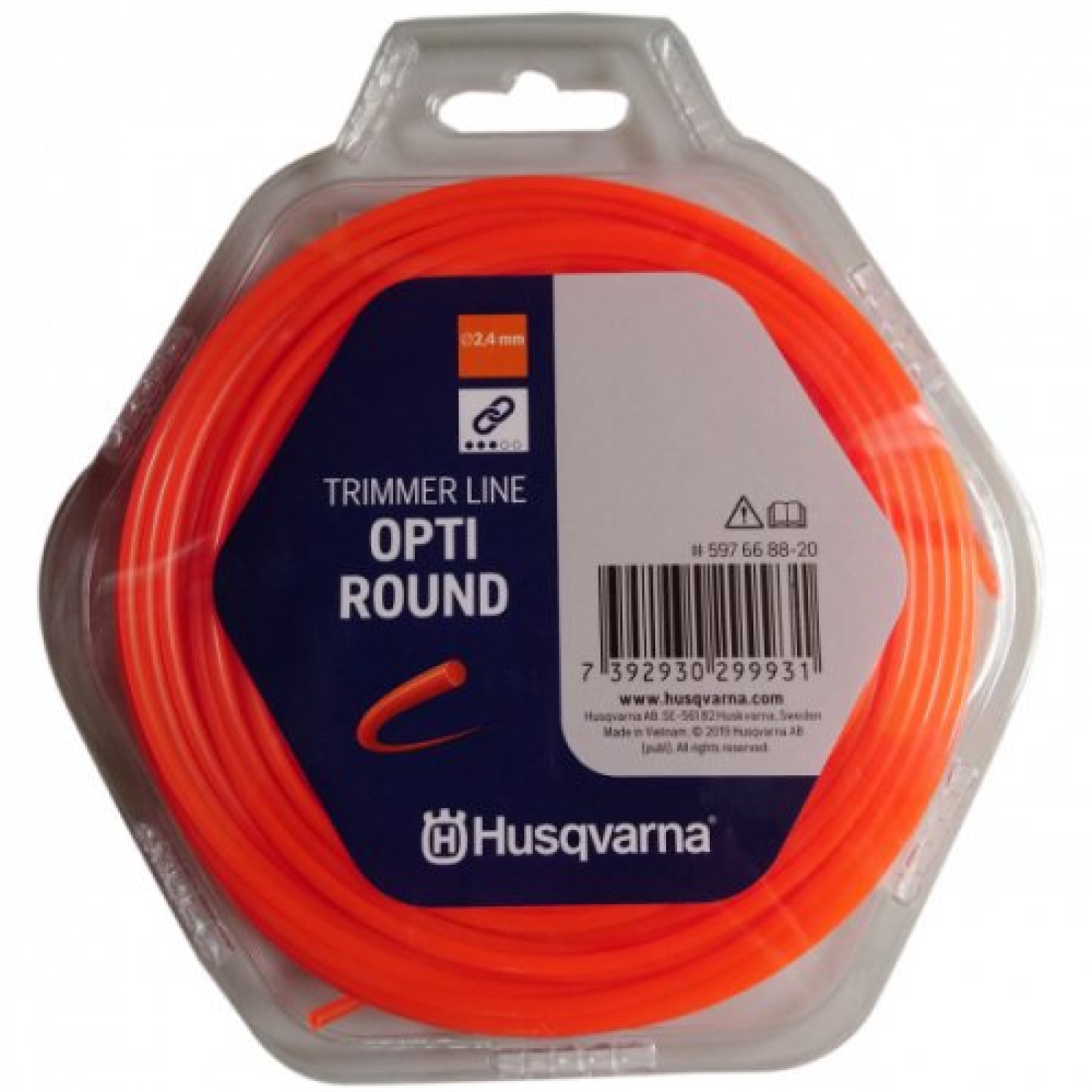 Корд Тримерний Husqvarna Opti Round Помаранчевий, Блістер (2,4мм*90м) 5976688-21