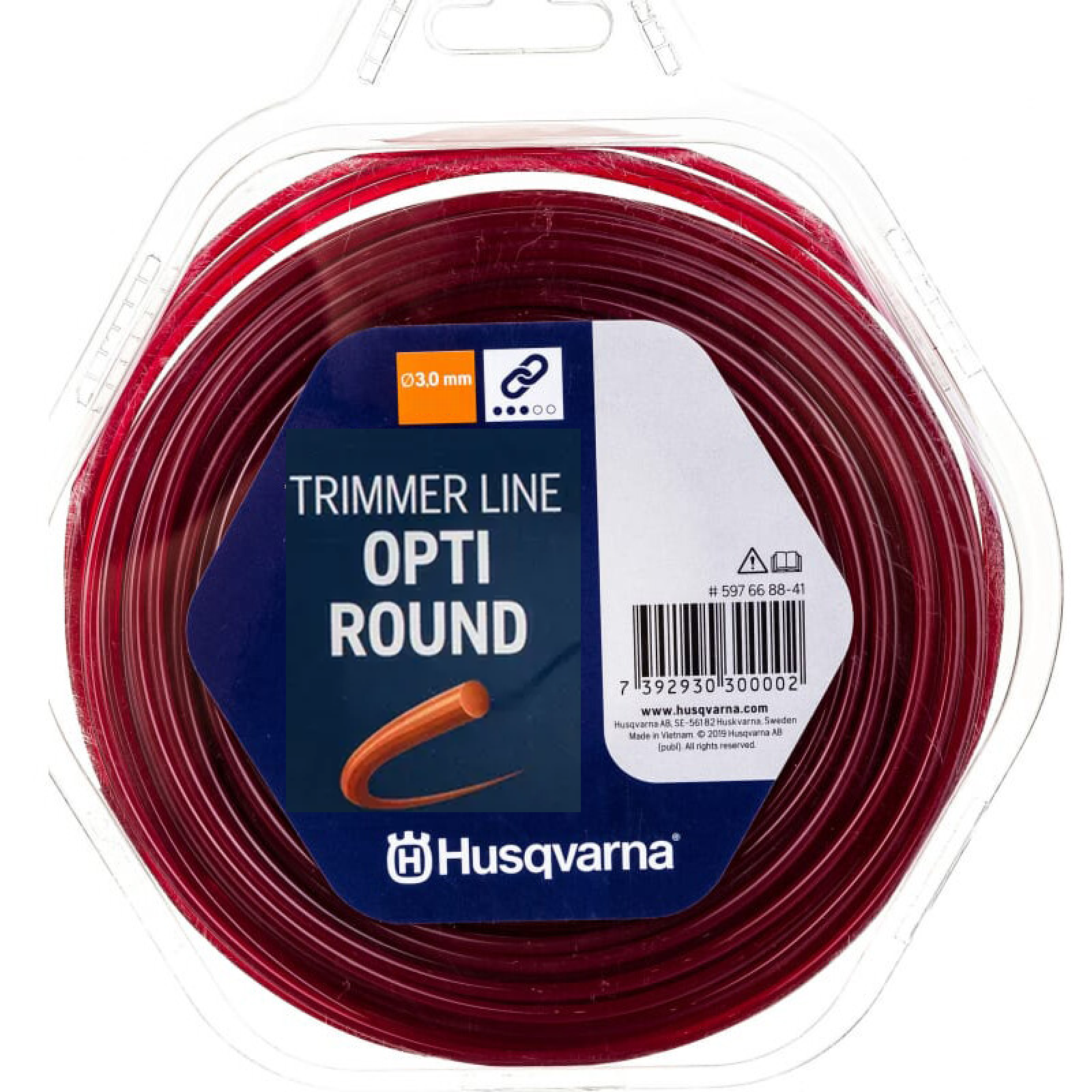 Корд Триммерный Husqvarna Opti Round Красный, Блистер (3,0мм*10м) 5976688-40