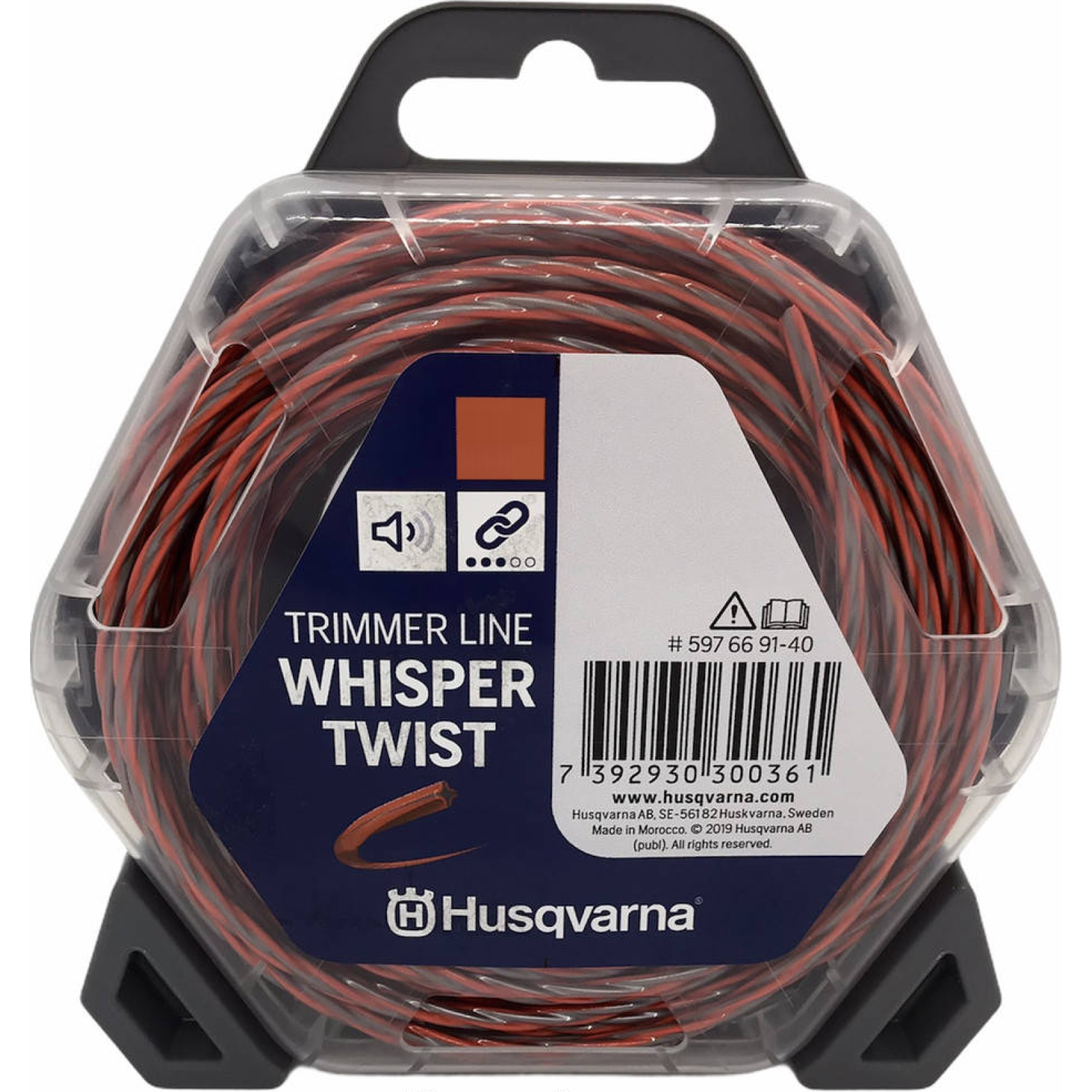 Корд Триммерный Husqvarna Whisper Twist Оранжевый/Черный, Блистер (2,0мм*15м) 5976691-10