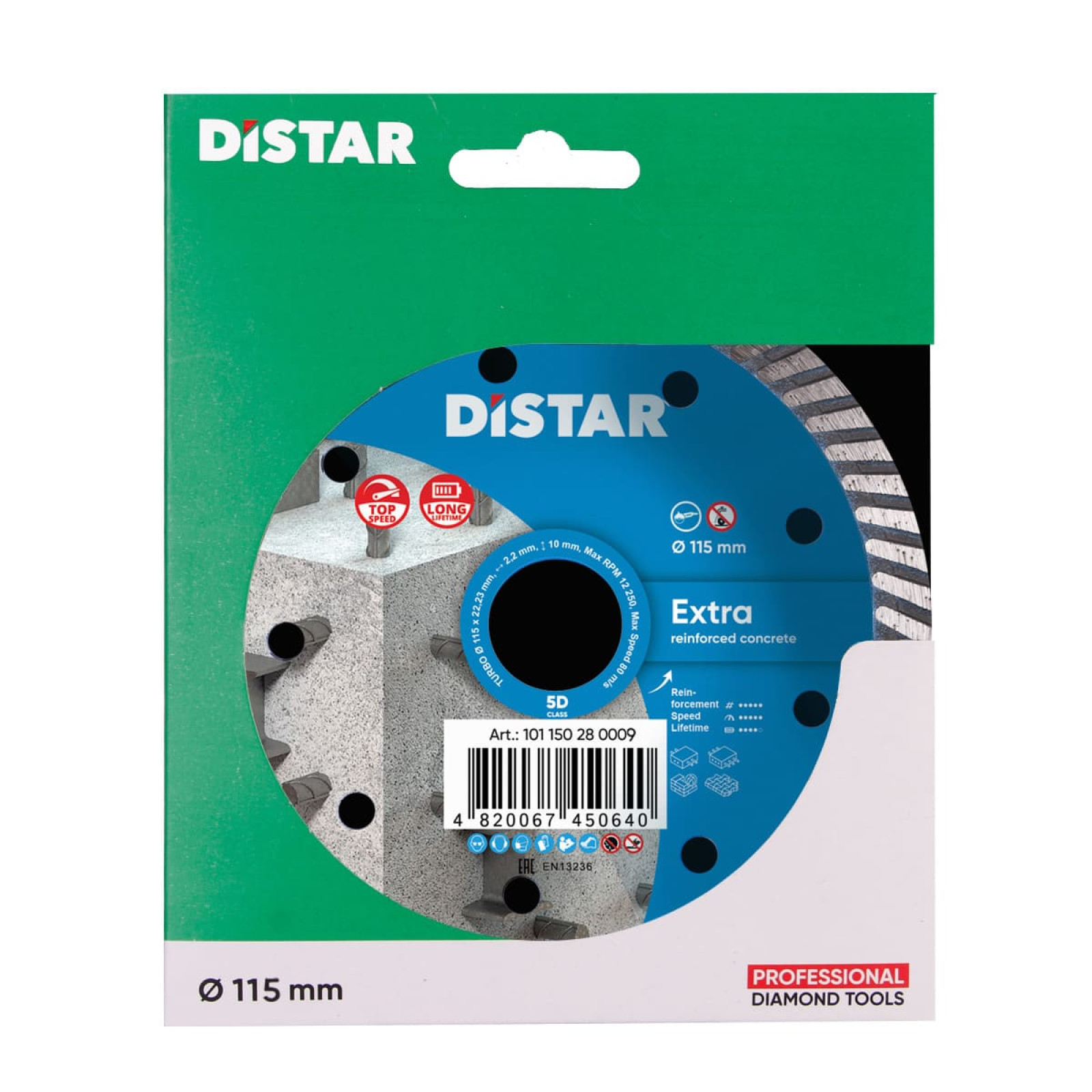 Круг алмазный отрезной Distar Turbo 115x2,2x8x22,23 Extra