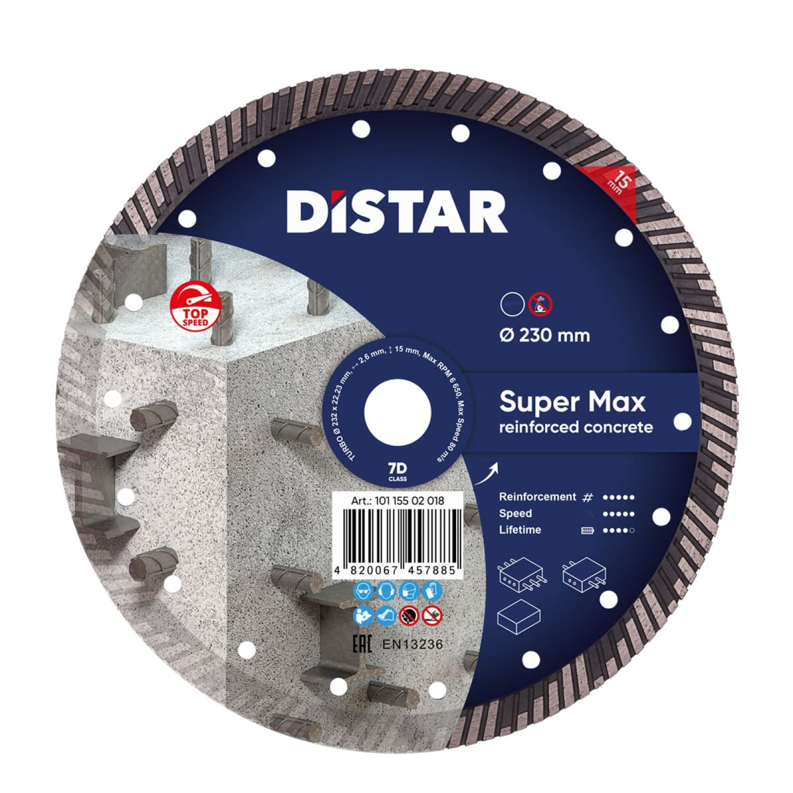 Круг алмазный отрезной Distar Turbo 232x2,6x15x22,23 Super Max