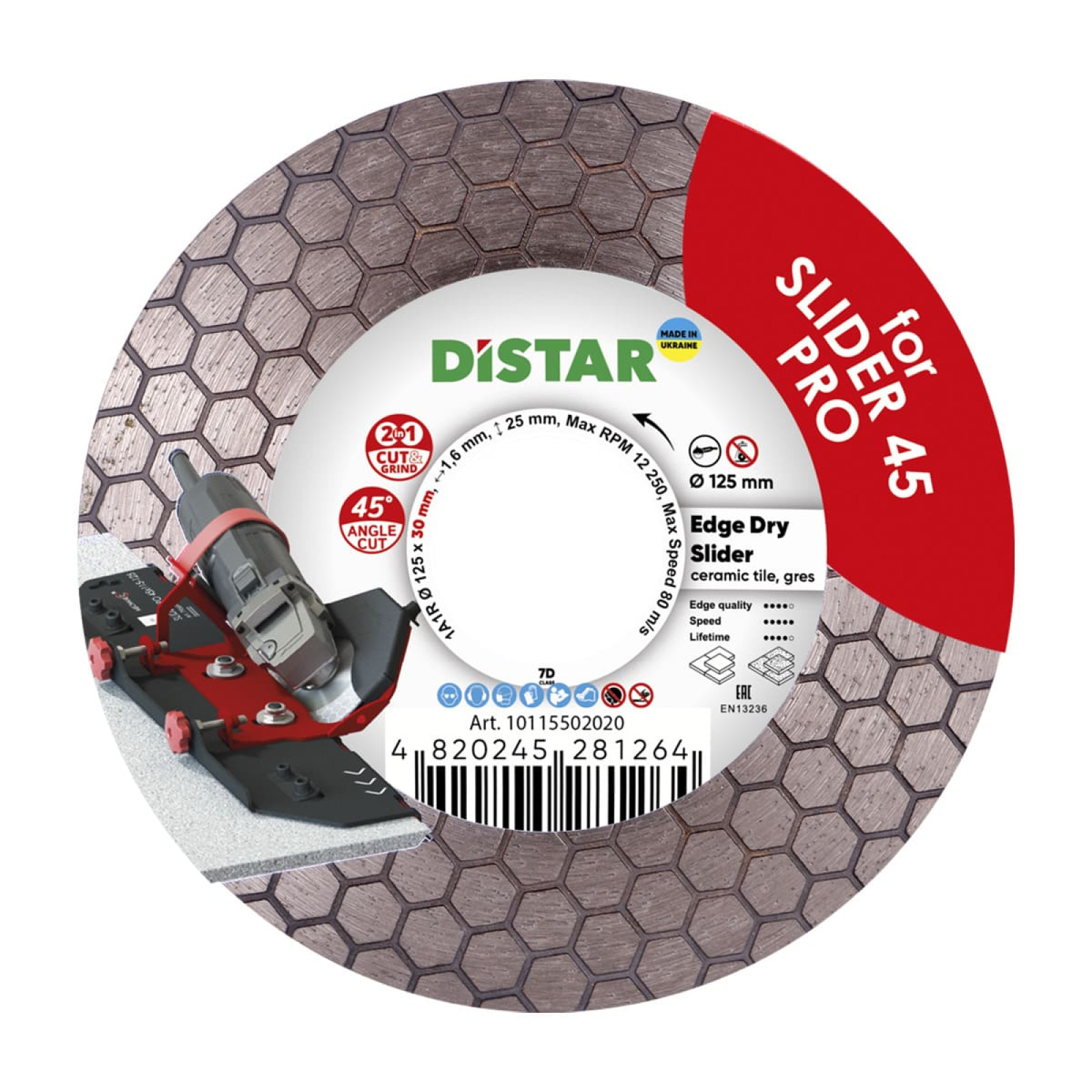Круг алмазный отрезной Distar 1A1R 125x1,6/1,2x25x30 Edge Dry Slider