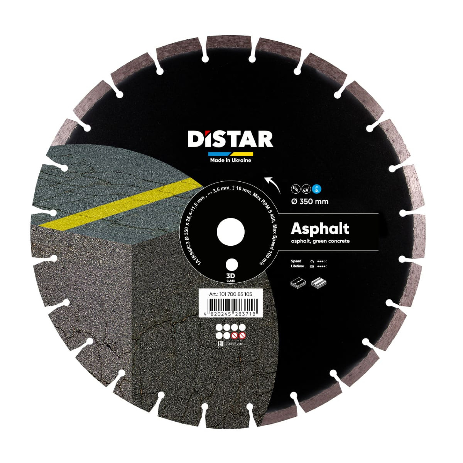 Круг алмазный отрезной Distar 1A1RSS/C3 350x3,5/2,5x10x25,4-11,5-24 HIT Asphalt