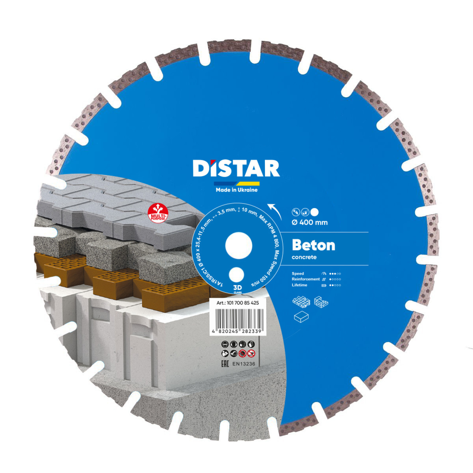 Круг алмазный отрезной Distar 1A1RSS/C1 400x3,5/2,5x10x25,4-11,5-24 HIT  Beton