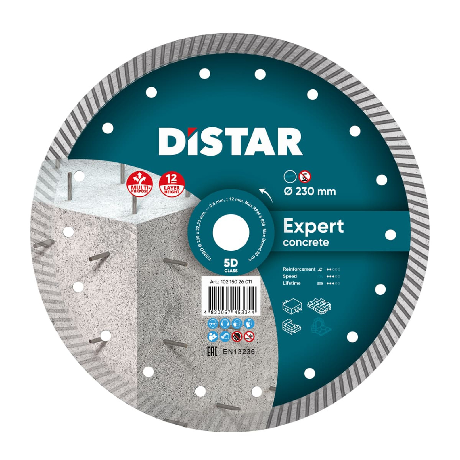 Круг алмазный отрезной Distar Turbo 230x2,6x12x22,23 Expert