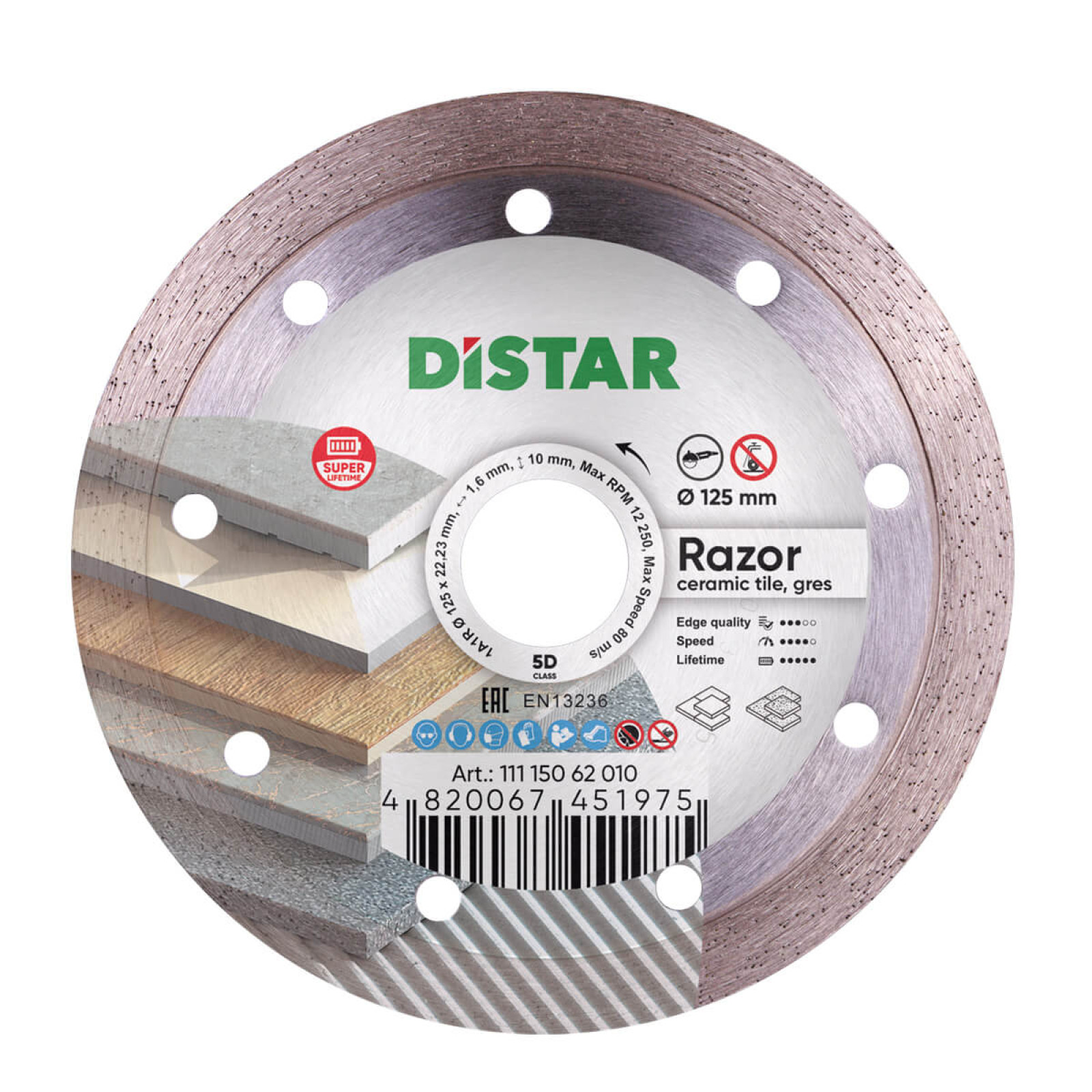 Круг алмазный отрезной Distar 1A1R 125x1,6x10x22,23 Razor