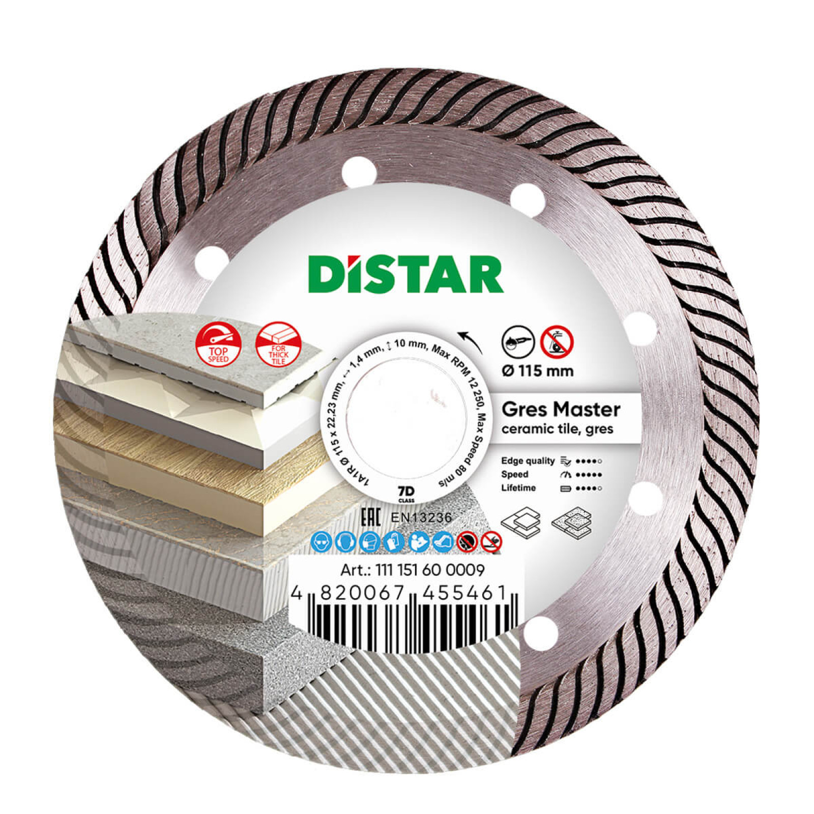 Круг алмазный отрезной Distar 1A1R 115x1,4/1,0x10x22,23 Gres Master