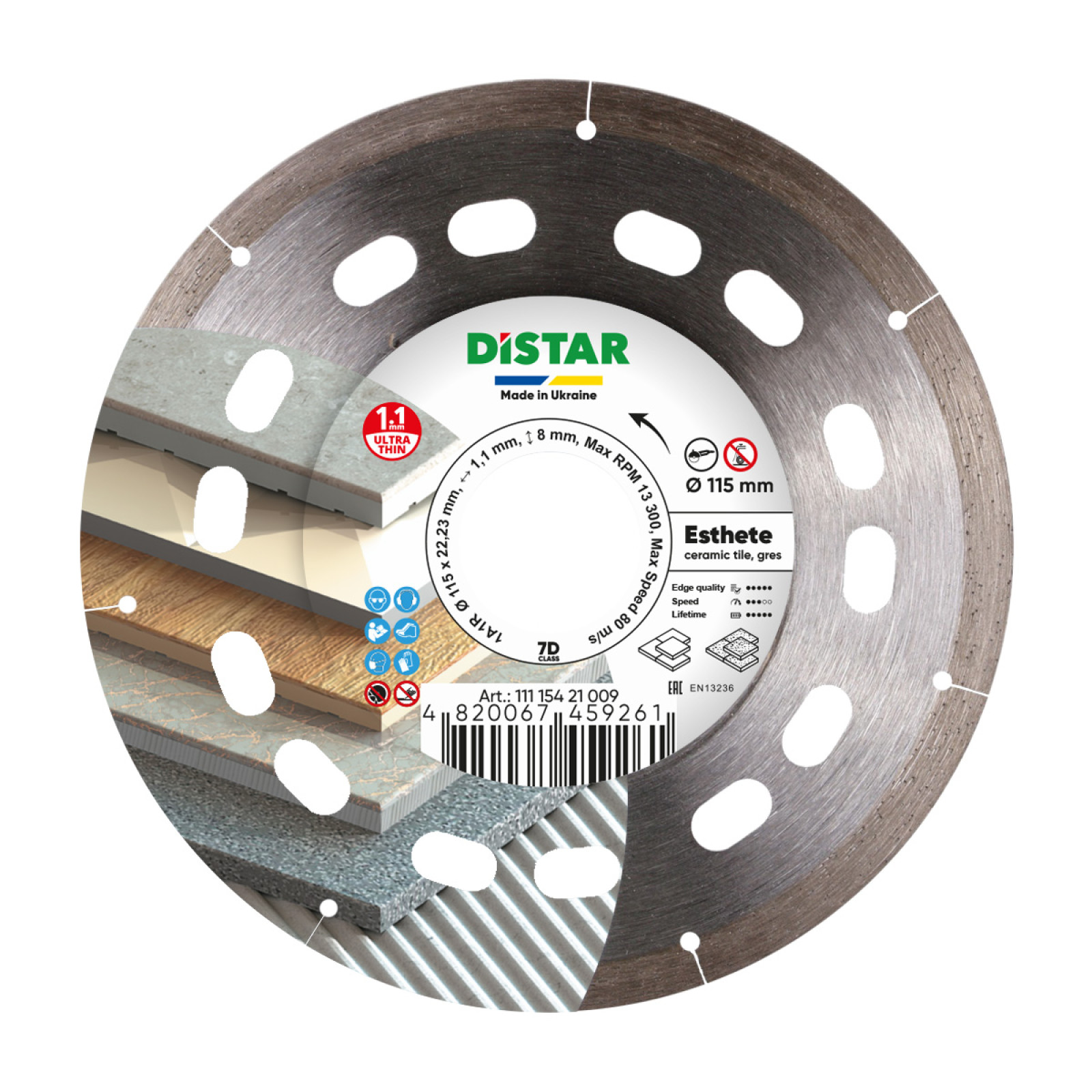 Круг алмазный отрезной Distar 1A1R 115x1,1/0,8x8x22,23 Esthete