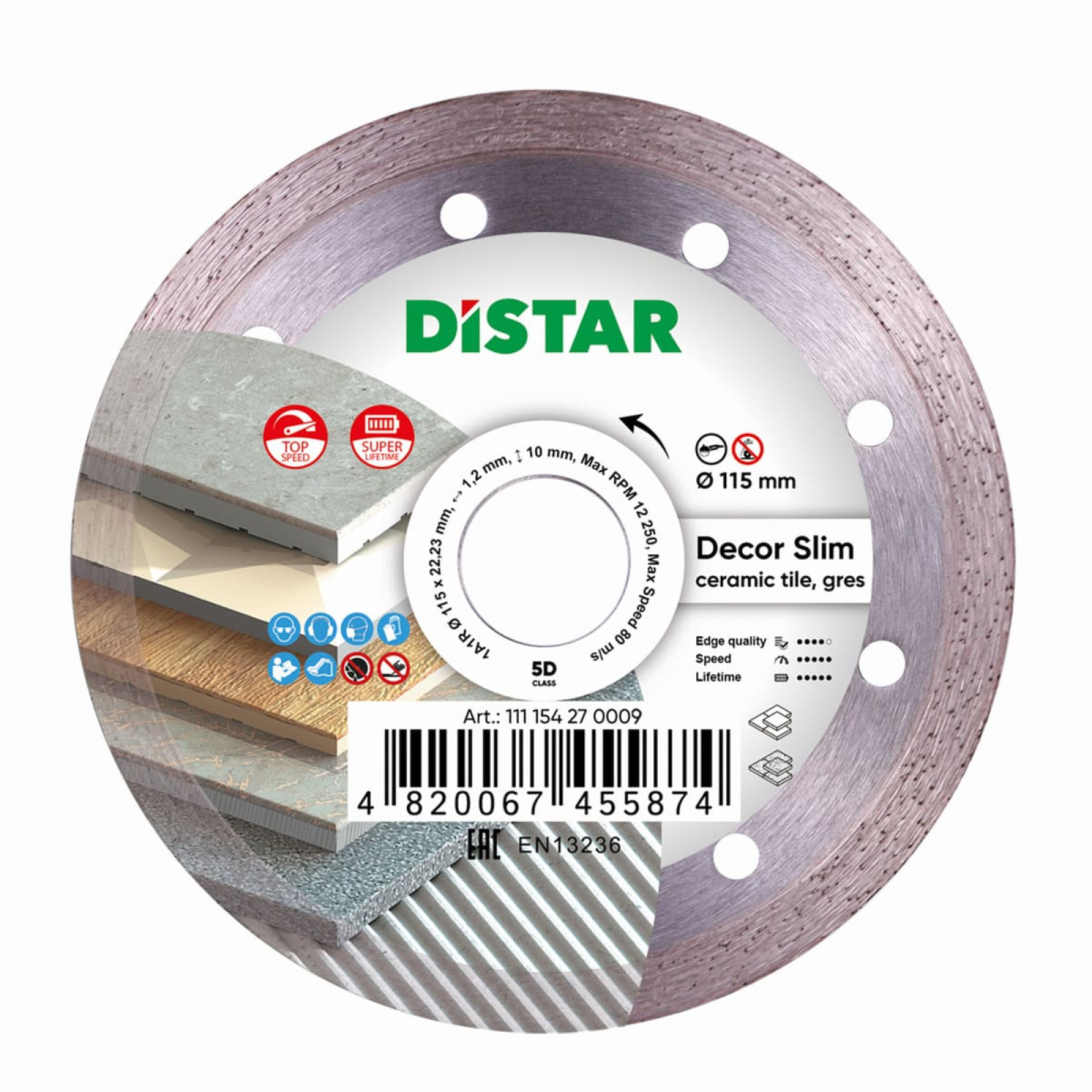 Круг алмазный отрезной Distar 1A1R 115x1,2/1,0x8x22,23 Decor Slim