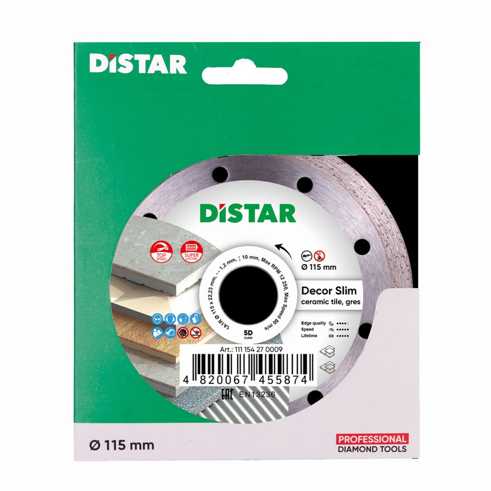 Круг алмазный отрезной Distar 1A1R 115x1,2/1,0x8x22,23 Decor Slim