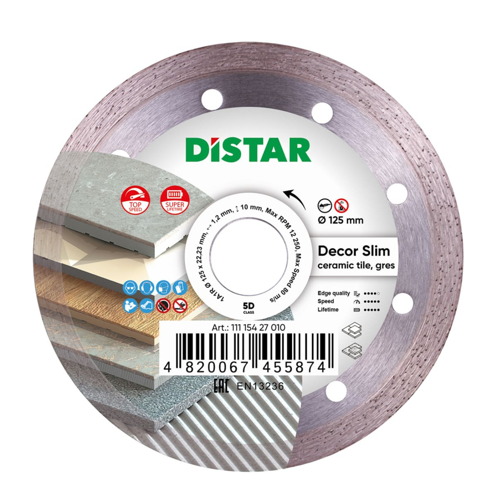 Круг алмазный отрезной Distar 1A1R 125x1,2/1,0x8x22,23 Decor Slim