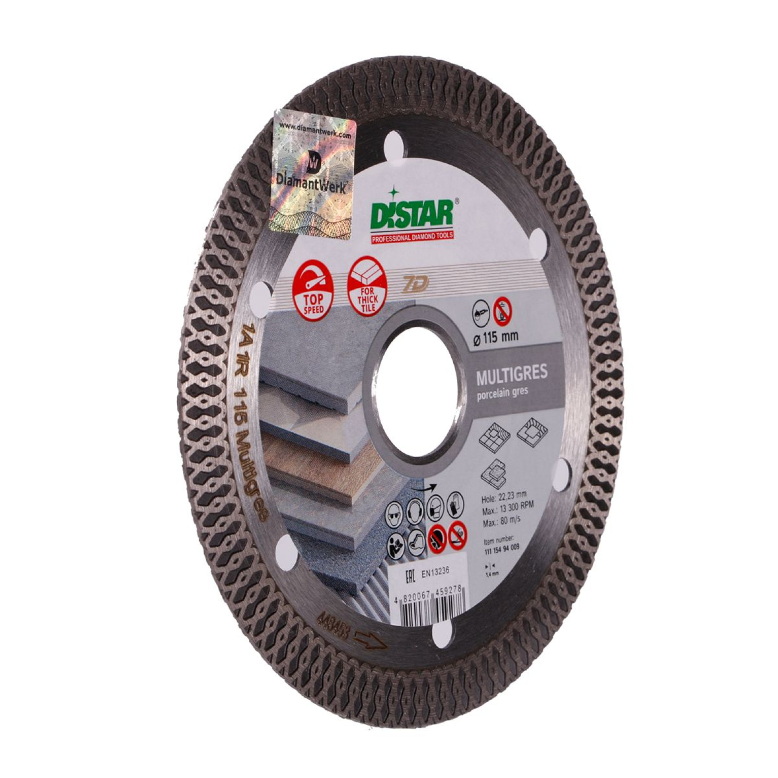 Круг алмазный отрезной Distar 1A1R 115x1,6/1,0x10x22,23 Multigres