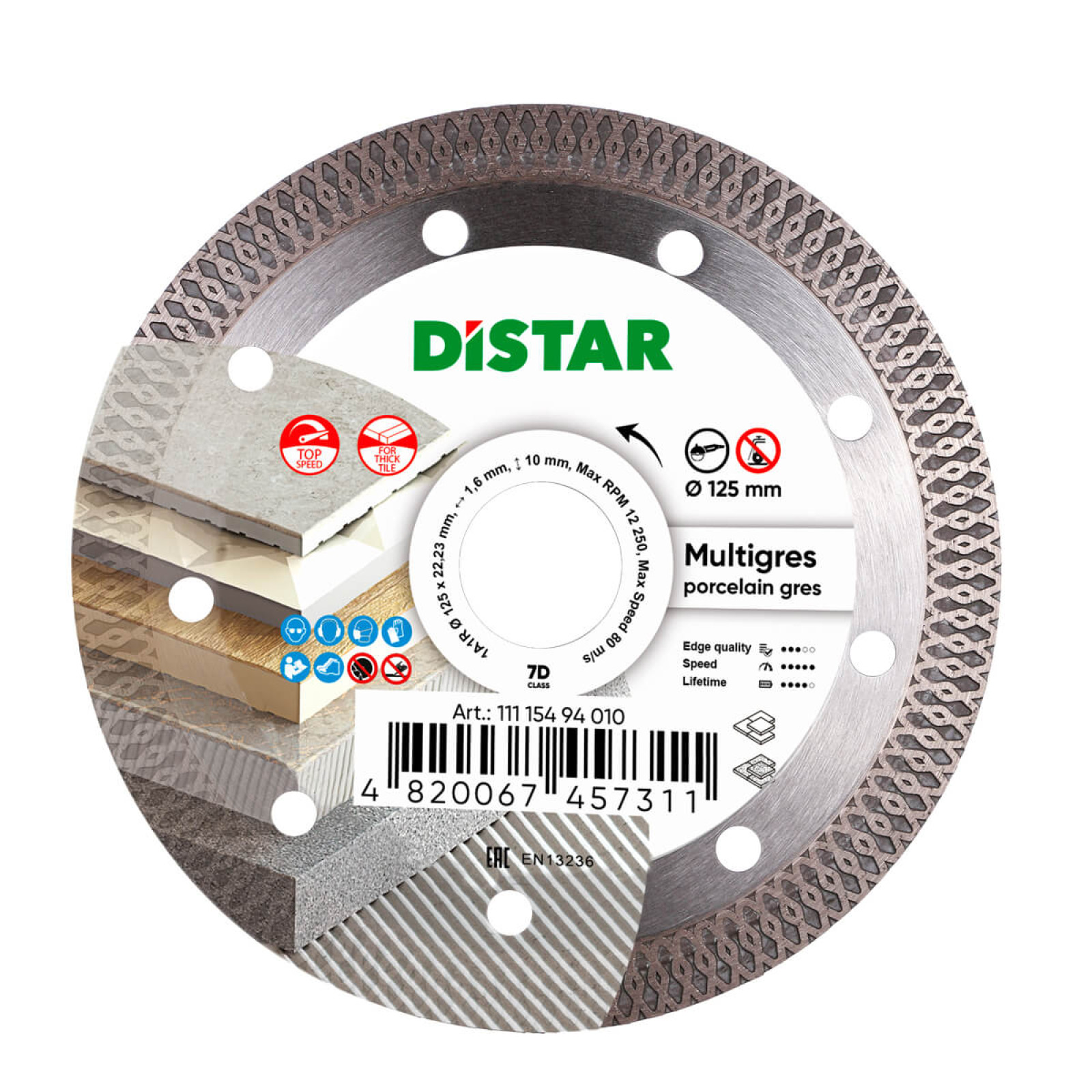 Круг алмазный отрезной Distar 1A1R 125x1,6/1,0x10x22,23 Multigres