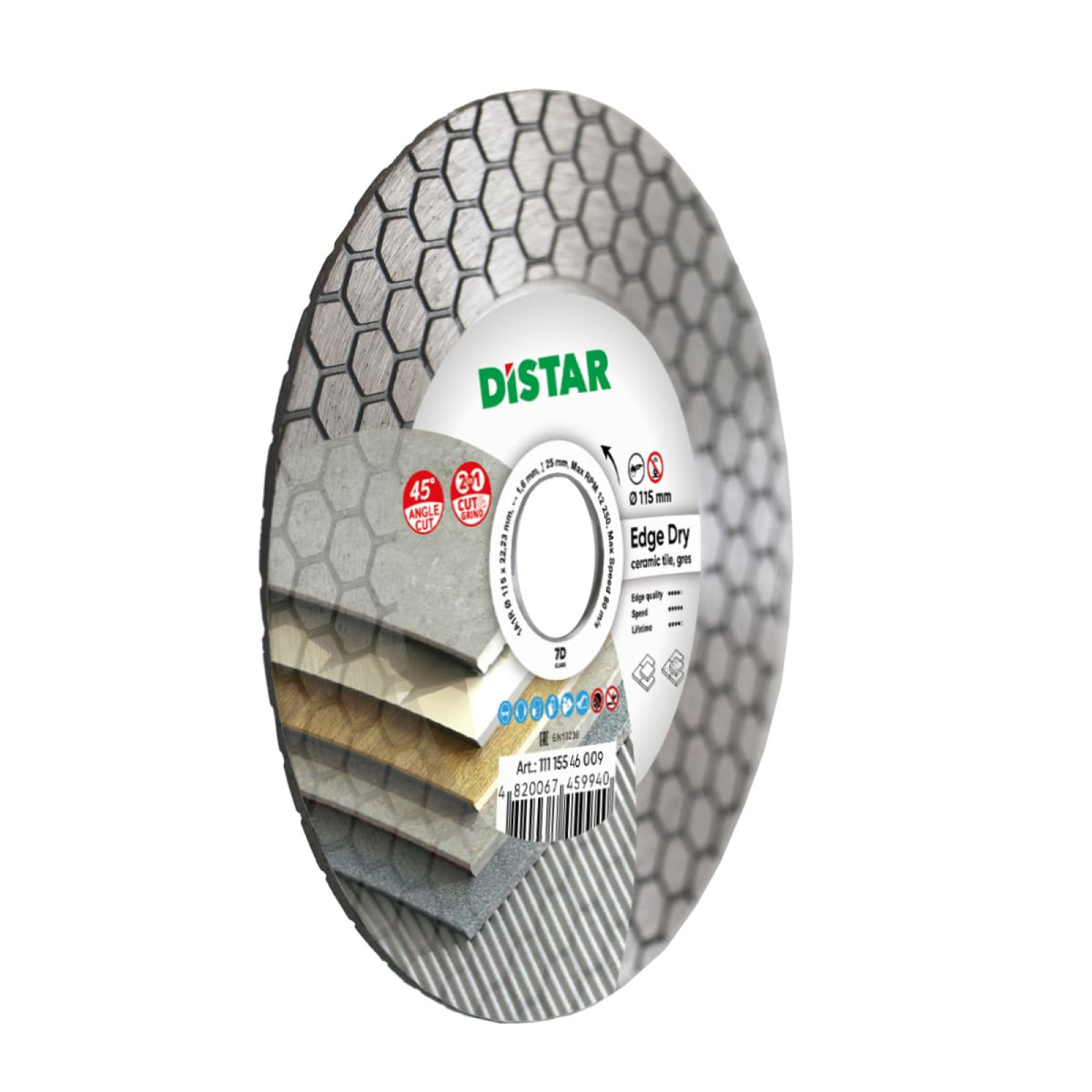 Круг алмазный отрезной Distar 1A1R 115x1,6/1,2x25x22,23 Edge Dry