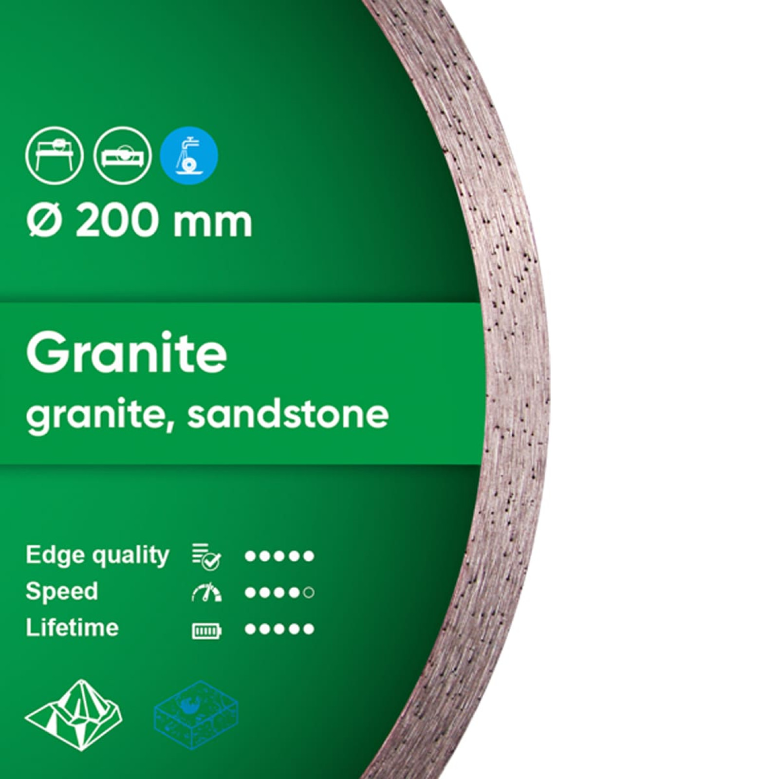 Круг алмазный отрезной Distar 1A1R 200x1,6x10x25,4 Granite