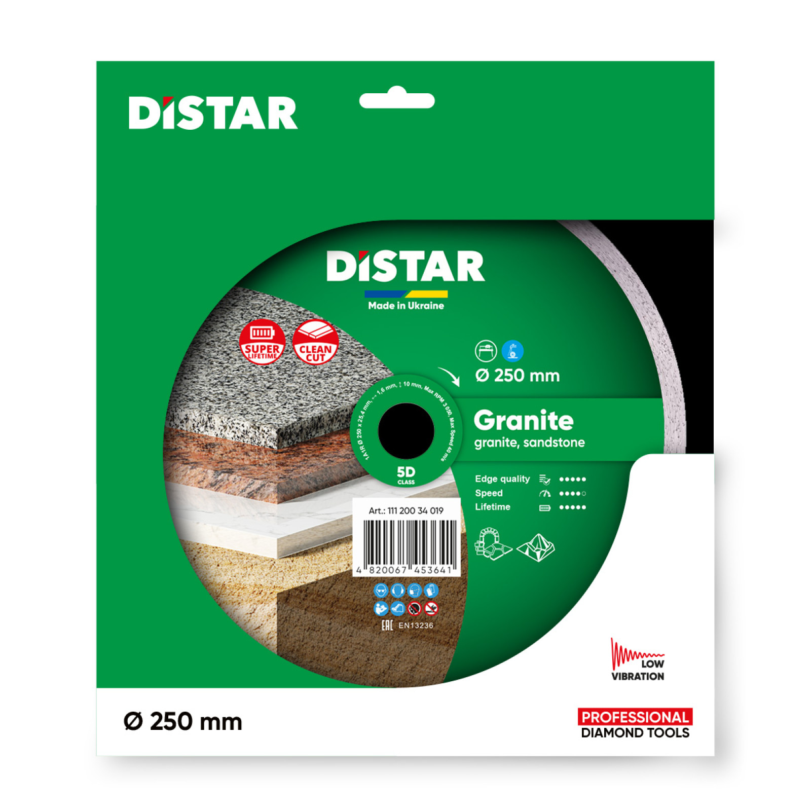 Круг алмазный отрезной Distar 1A1R 250x1,6x10x25,4 Granite