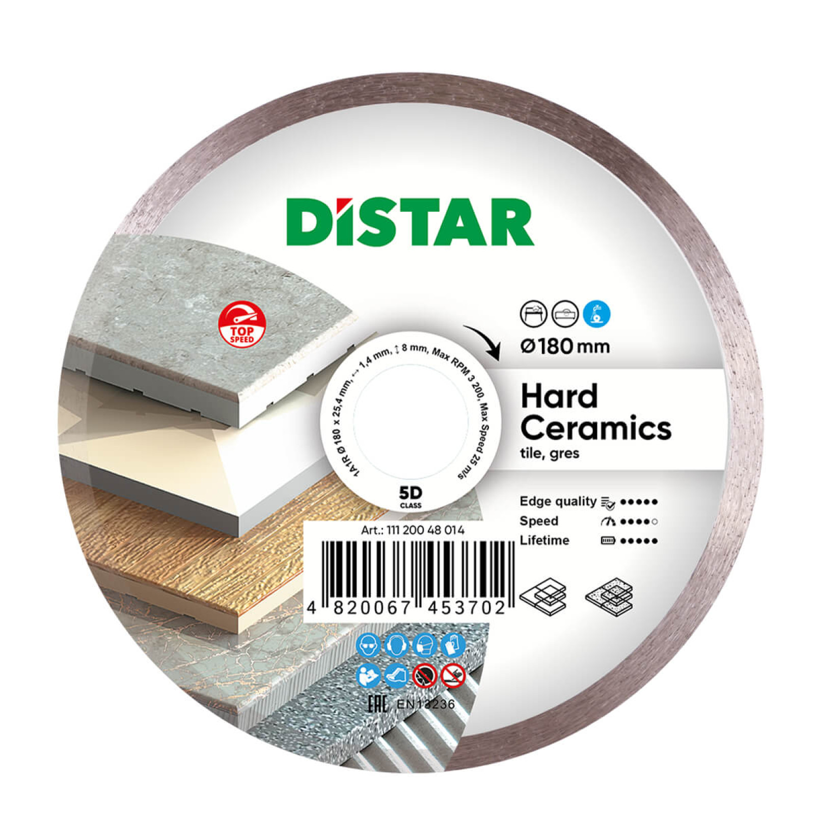 Круг алмазный отрезной Distar 1A1R 180x1,4/1,0x8,5x25,4 Hard ceramics