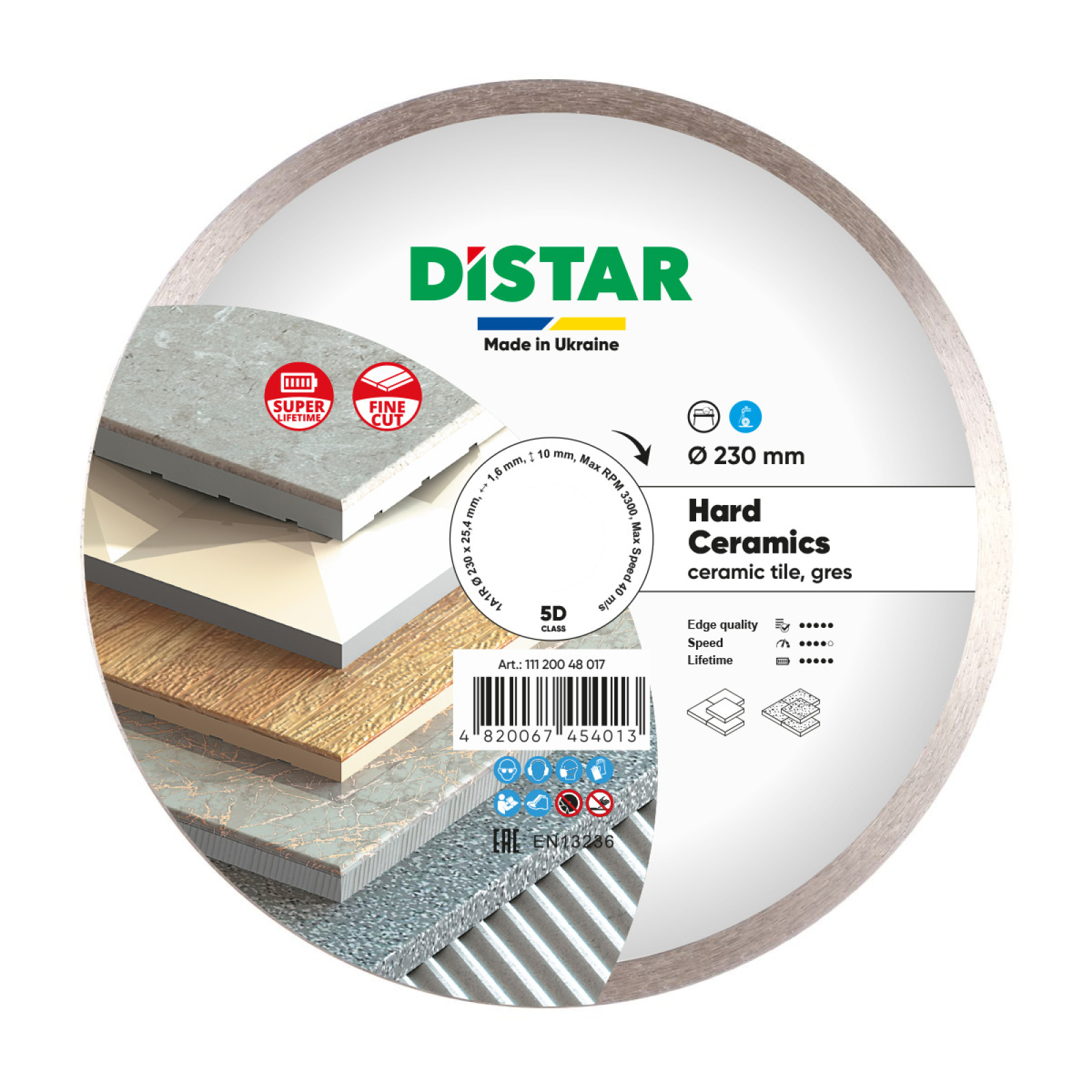Круг алмазный отрезной Distar 1A1R 230x1,6/1,2x10x25,4 Hard ceramics