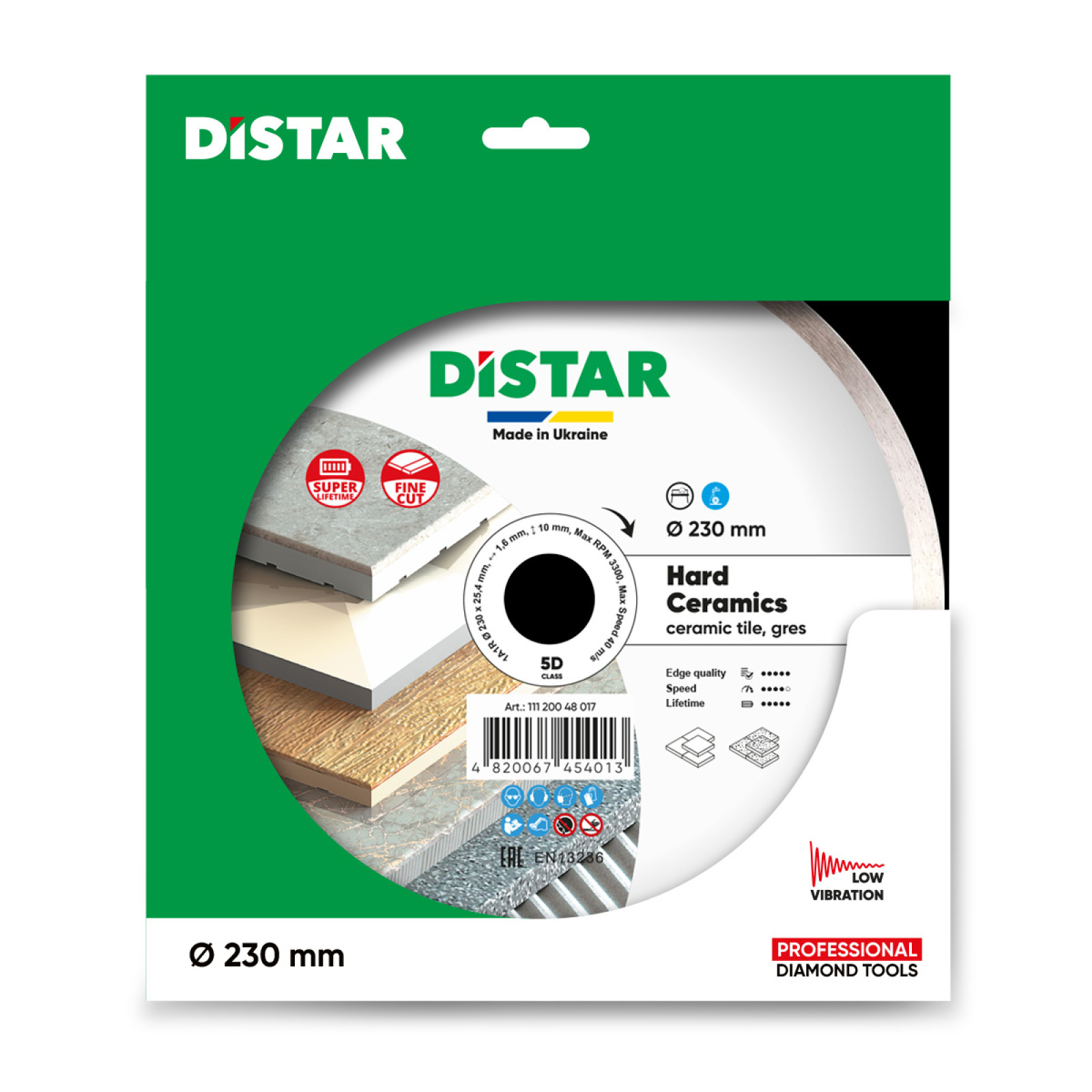 Круг алмазный отрезной Distar 1A1R 230x1,6/1,2x10x25,4 Hard ceramics