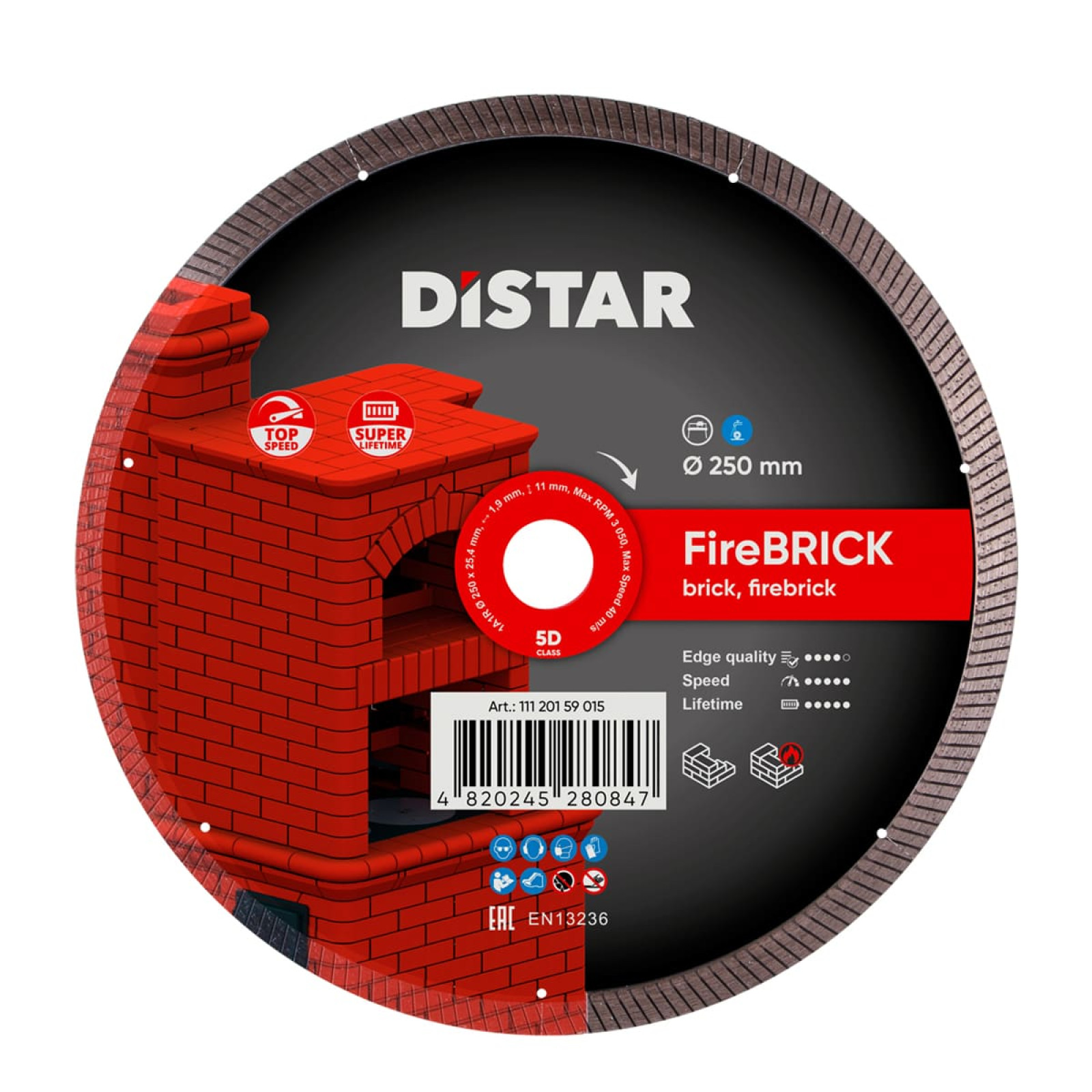 Круг алмазный отрезной Distar 1A1R 250x1,9/1,5x11x25,4 FireBRICK