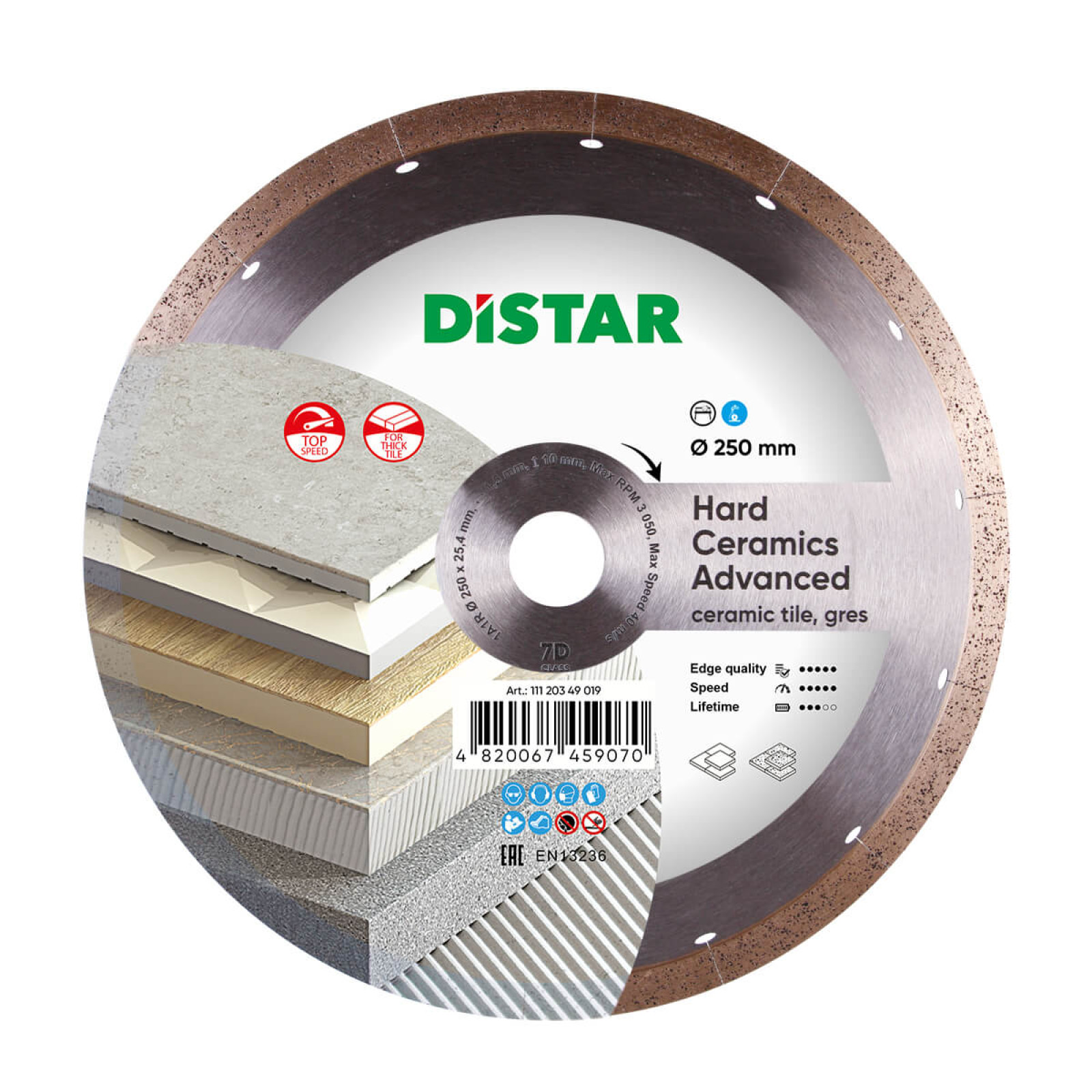 Круг алмазный отрезной Distar 1A1R 250x1,5x10x25,4 Hard ceramics Advanсed