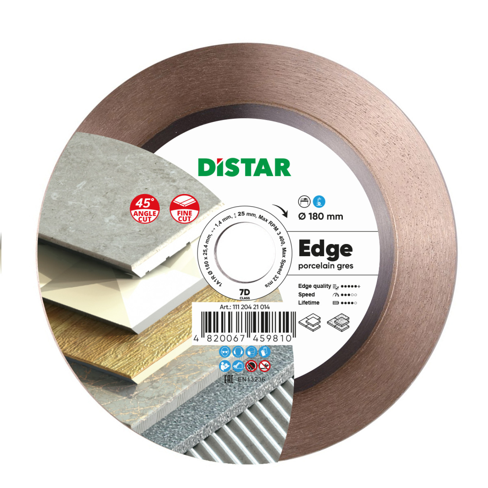 Круг алмазный отрезной Distar 1A1R 180x1,4/1/1,6x25x25,4 Edge