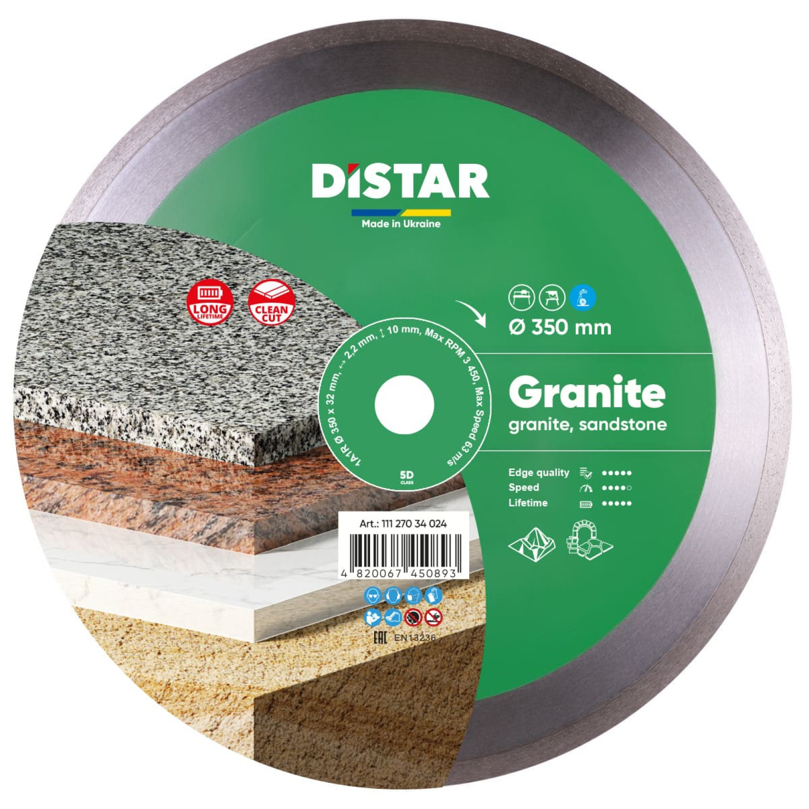 Круг алмазный отрезной Distar 1A1R 350x2,2x10x32 Granite