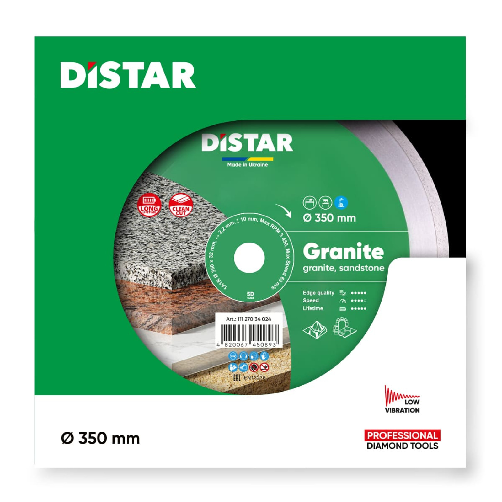 Круг алмазный отрезной Distar 1A1R 350x2,2x10x32 Granite