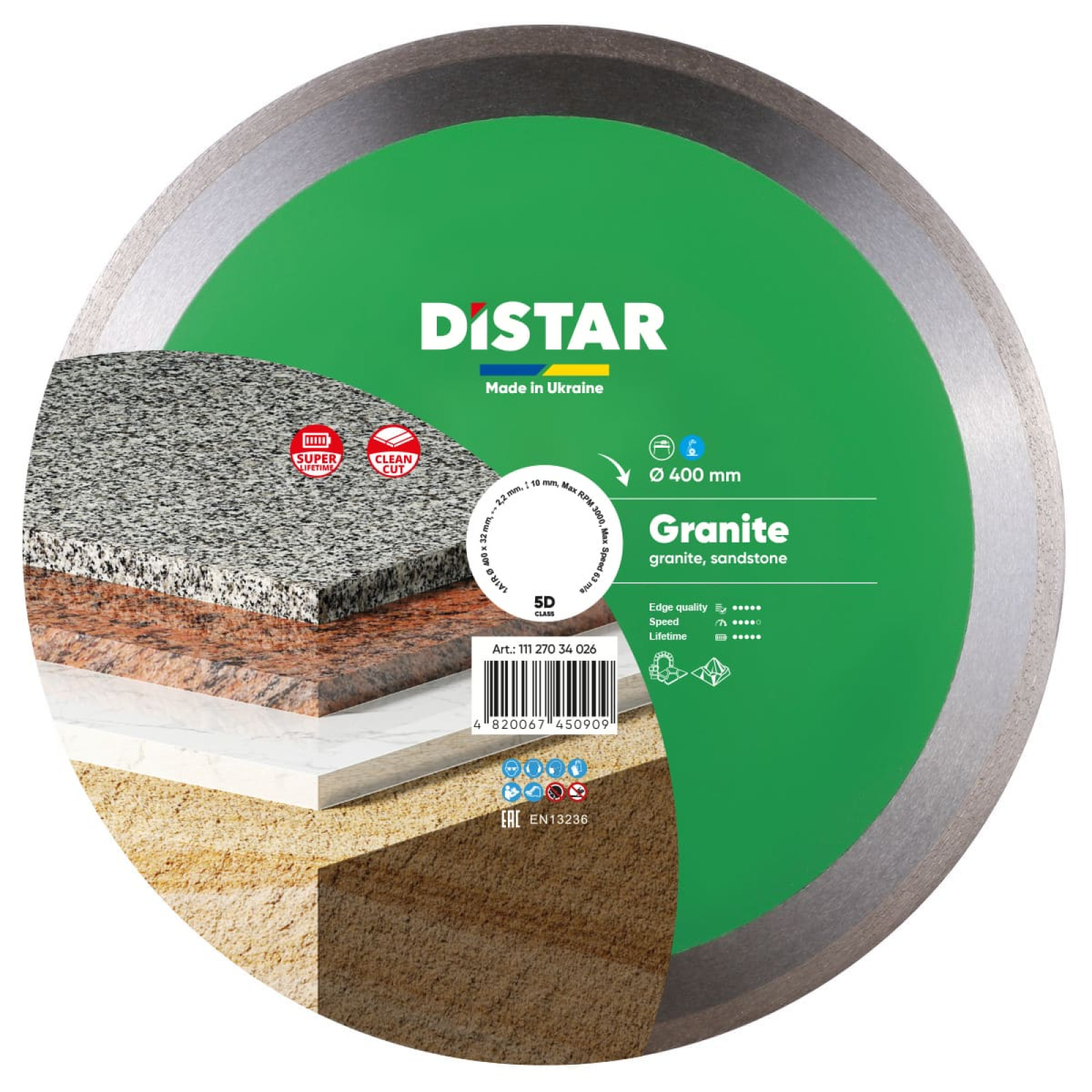 Круг алмазный отрезной Distar 1A1R 400x2,2x10x32 Granite