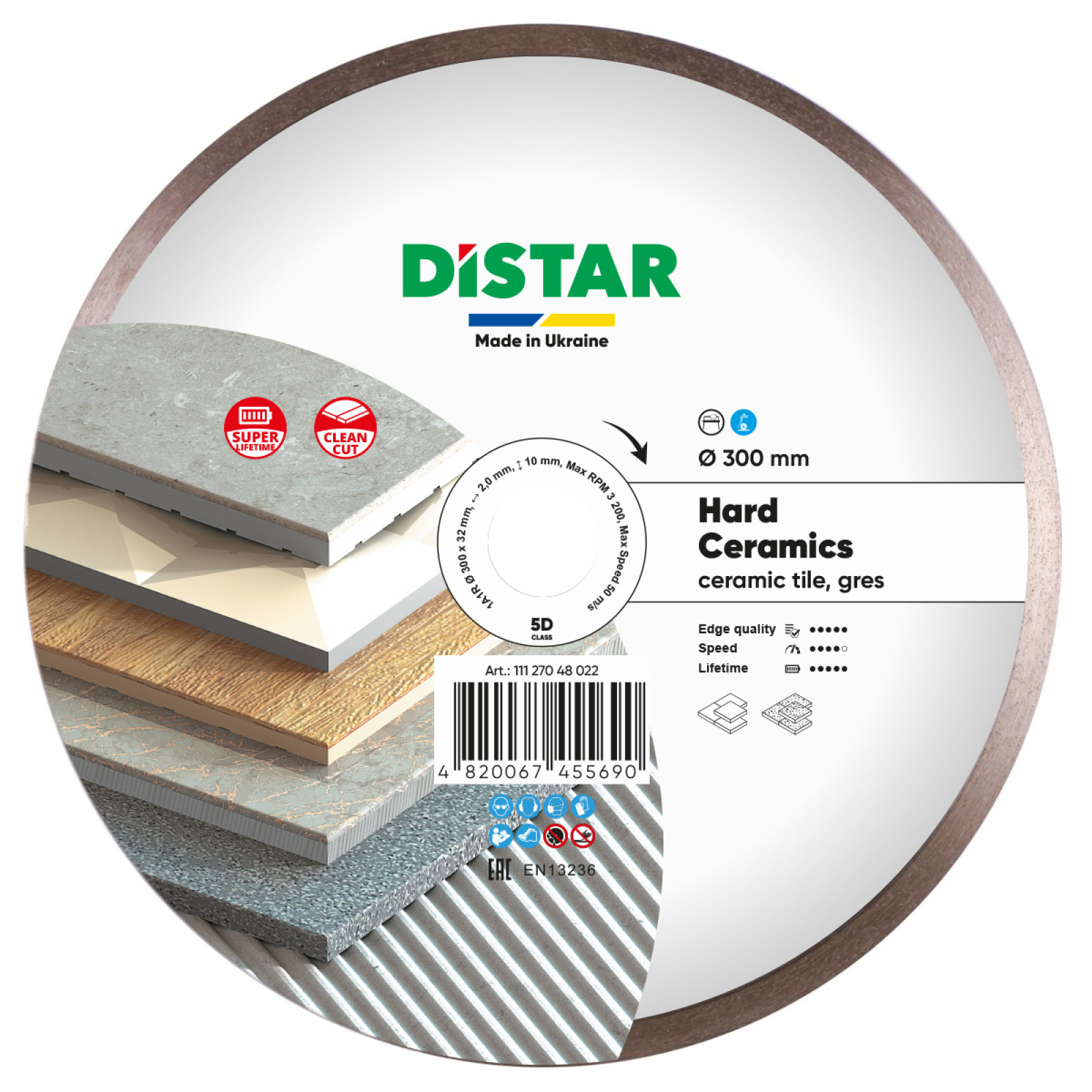 Круг алмазный отрезной Distar 1A1R 300x2/1,6x10x32 Hard ceramics