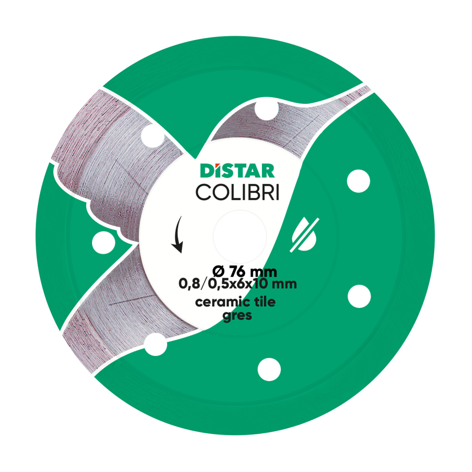 Круг алмазный отрезной Distar 1A1R 76x0,8/0,5x6x10H Colibri