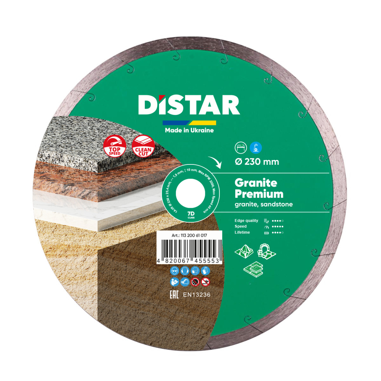 Круг алмазный отрезной Distar 1A1R 230x1,9x10x25,4 Granite Premium