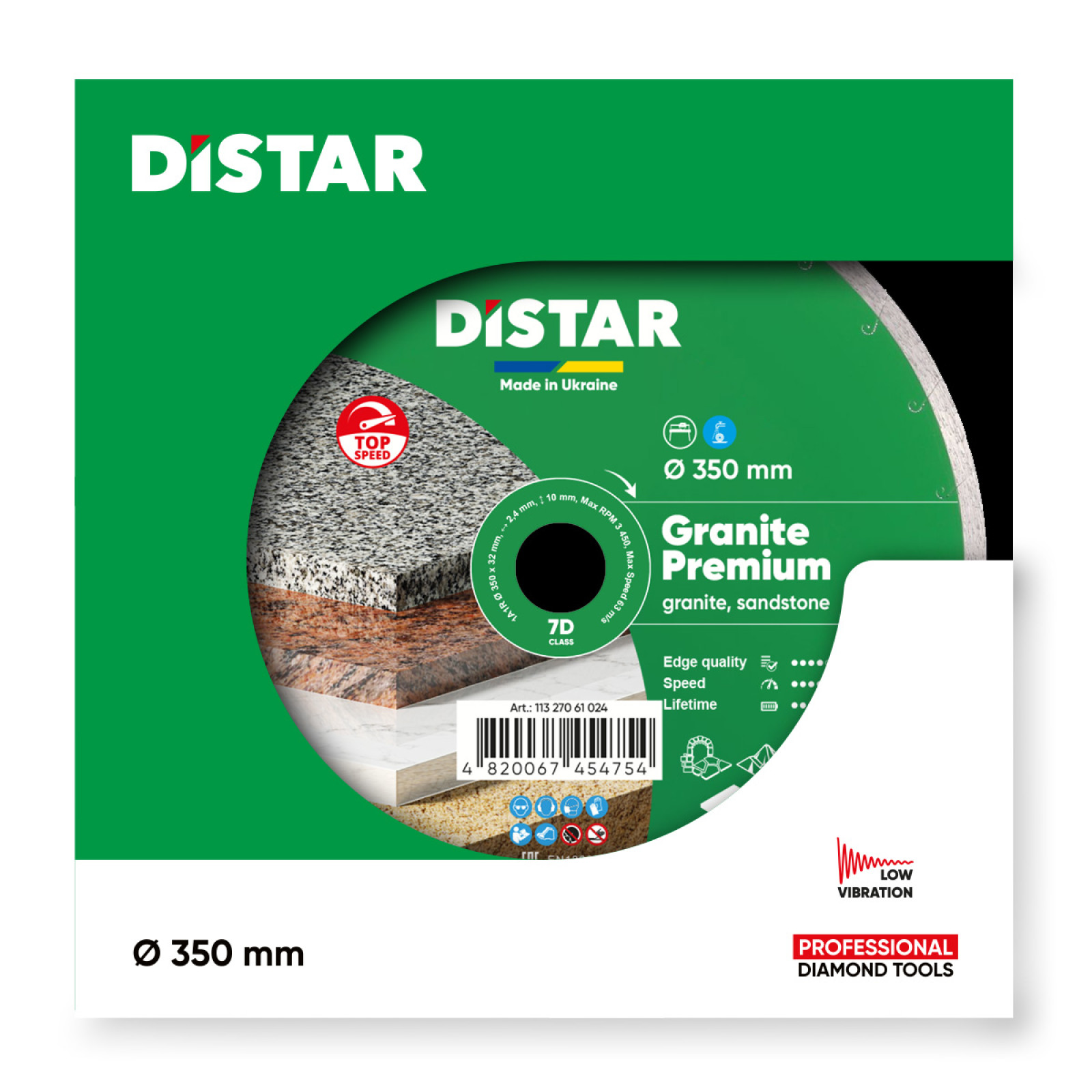 Круг алмазный отрезной Distar 1A1R 350x2,4x10x32 Granite Premium