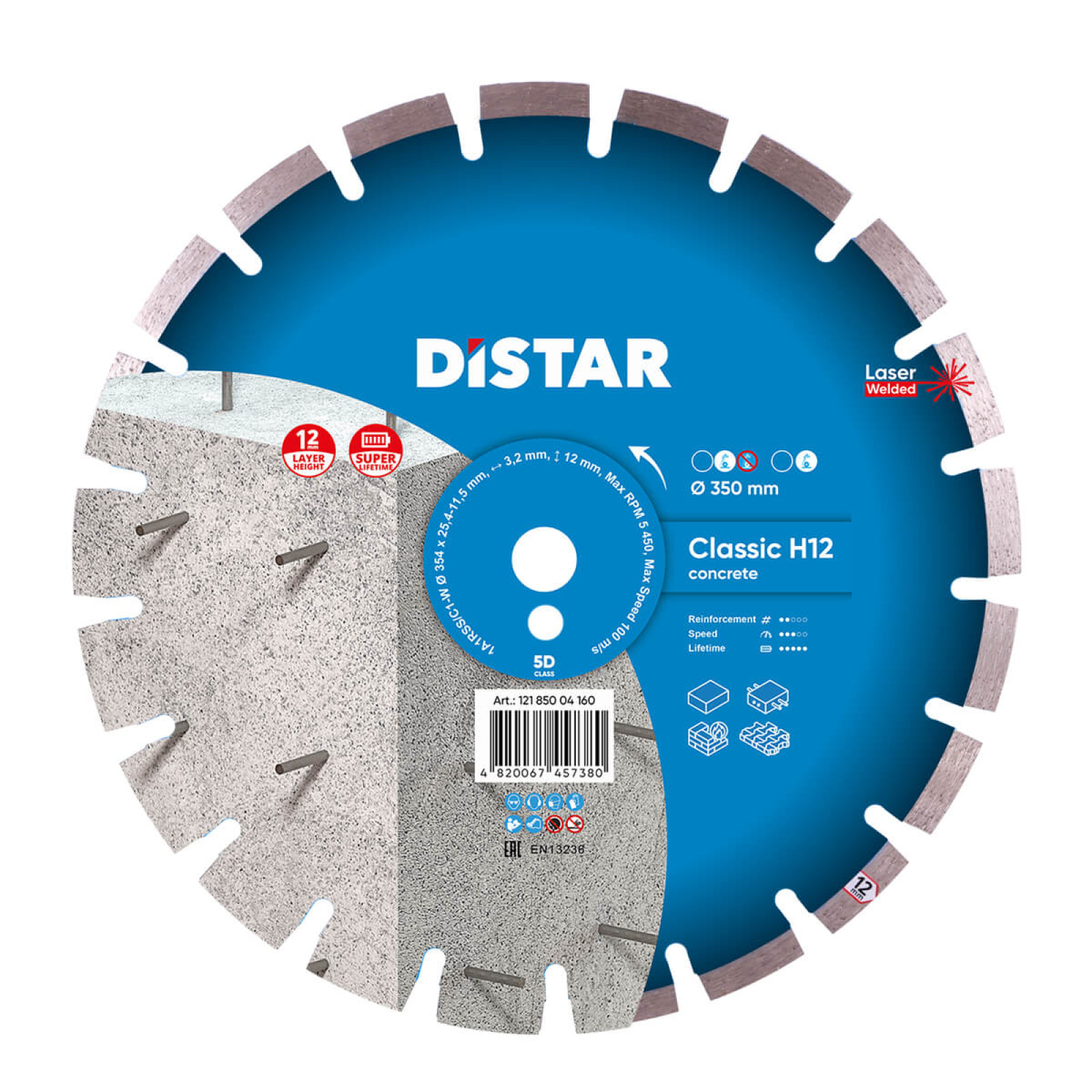 Круг алмазный отрезной Distar 1A1RSS/C1-W 354x3,2/2,2x25,4-11,5-21-ARP 40x3,2x10+2 R165 Classic H12