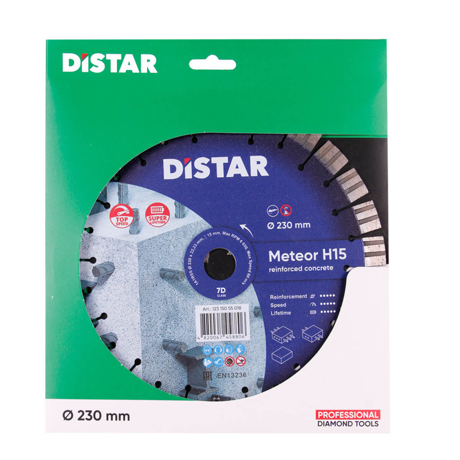 Круг алмазный отрезной Distar 1A1RSS/C3-W 230x2,6/1,6x22,23-28-ARPS 20x2,6x13+2 R100 Meteor H15