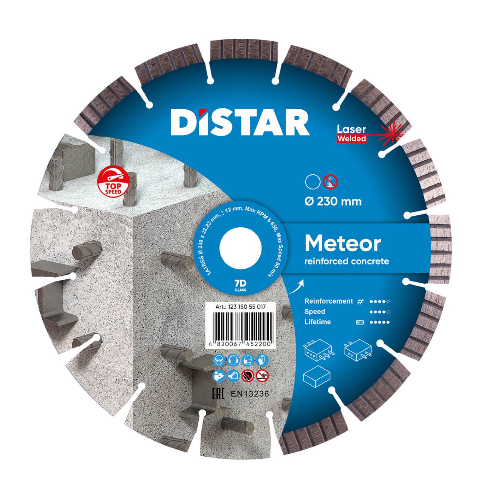 Круг алмазный отрезной Distar 1A1RSS/C3-W 230x2,6/1,6x22,23-16-ARPS 38x2,6x10+2 R103 Meteor