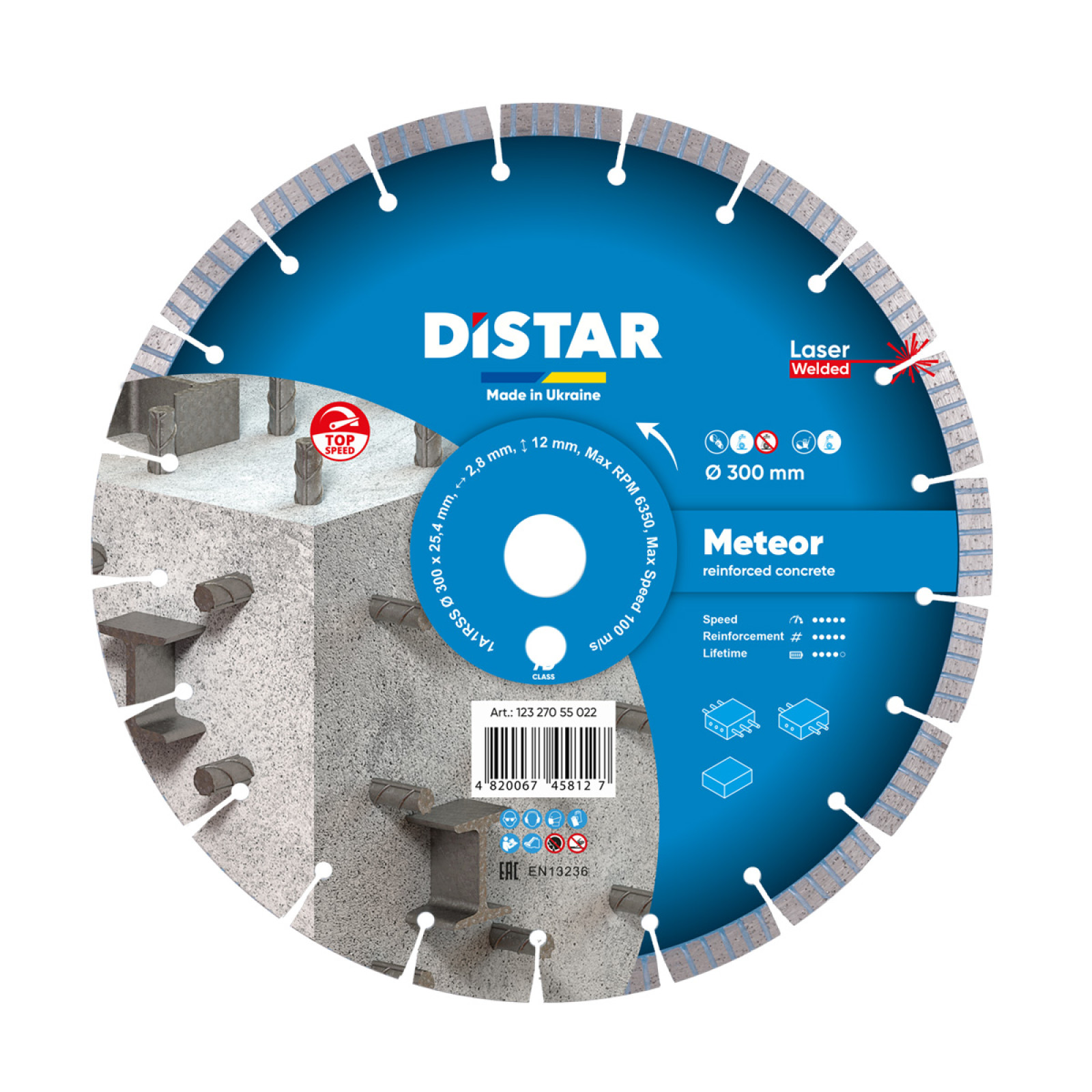 Круг алмазный отрезной Distar 1A1RSS/C3-W 300x2,8/1,8x25,4-11,5-21-ARPS 40x2,8x10+2 R145 Meteor