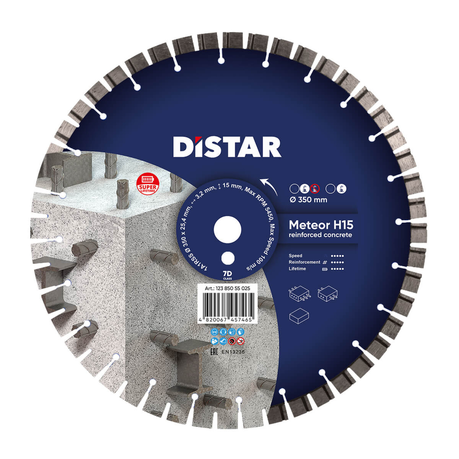 Круг алмазний вiдрiзний Distar 1A1RSS/C3-W 350x3,2/2,2x25,4-11,5-48-ARPS 18x3,2x13+2 R160 Meteor H15