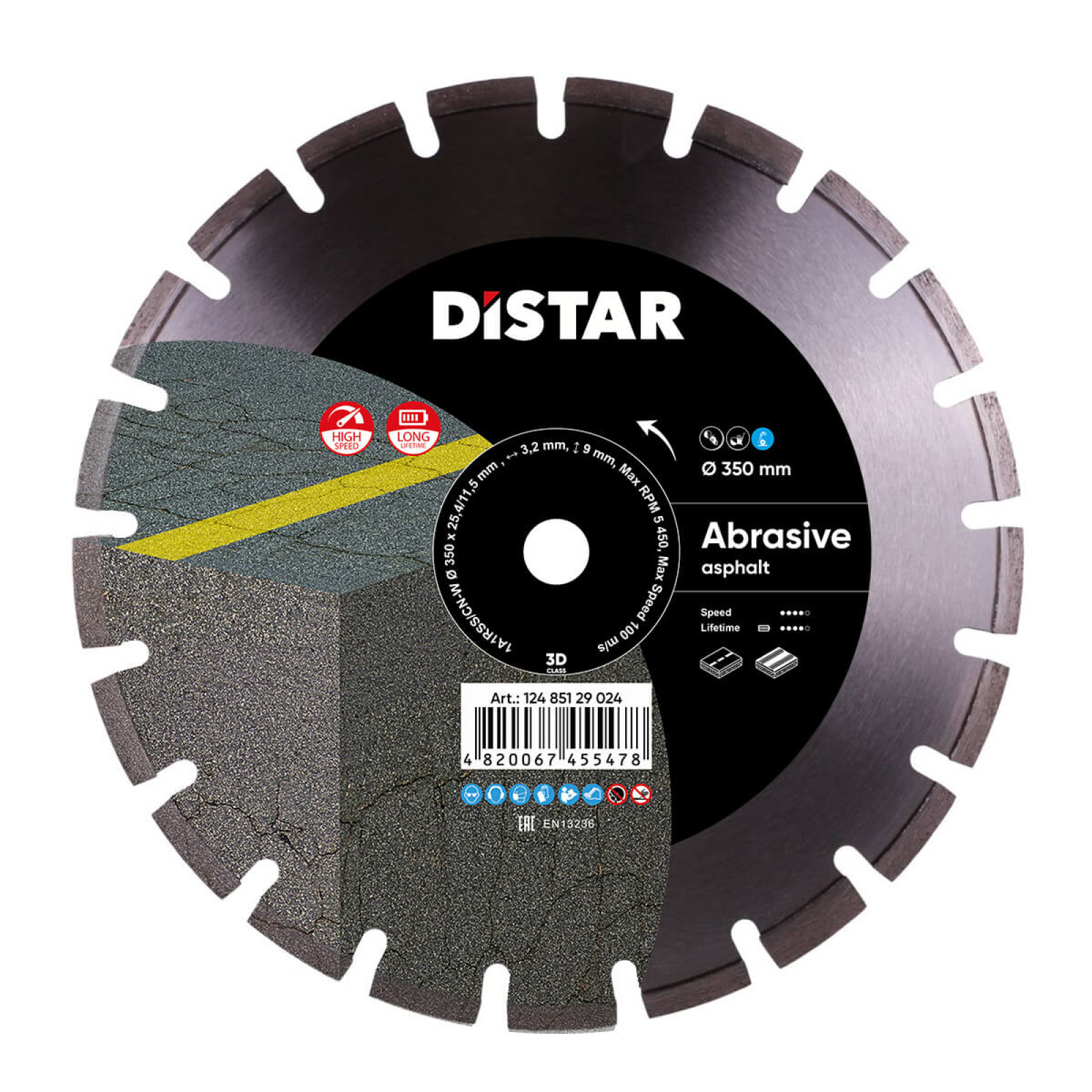 Круг алмазный отрезной Distar 1A1RSS/C1N-W 350x3,2/2,2x25,4-11,5-21-ARP 40x3,2x6+3 R165 Bestseller Abrasive