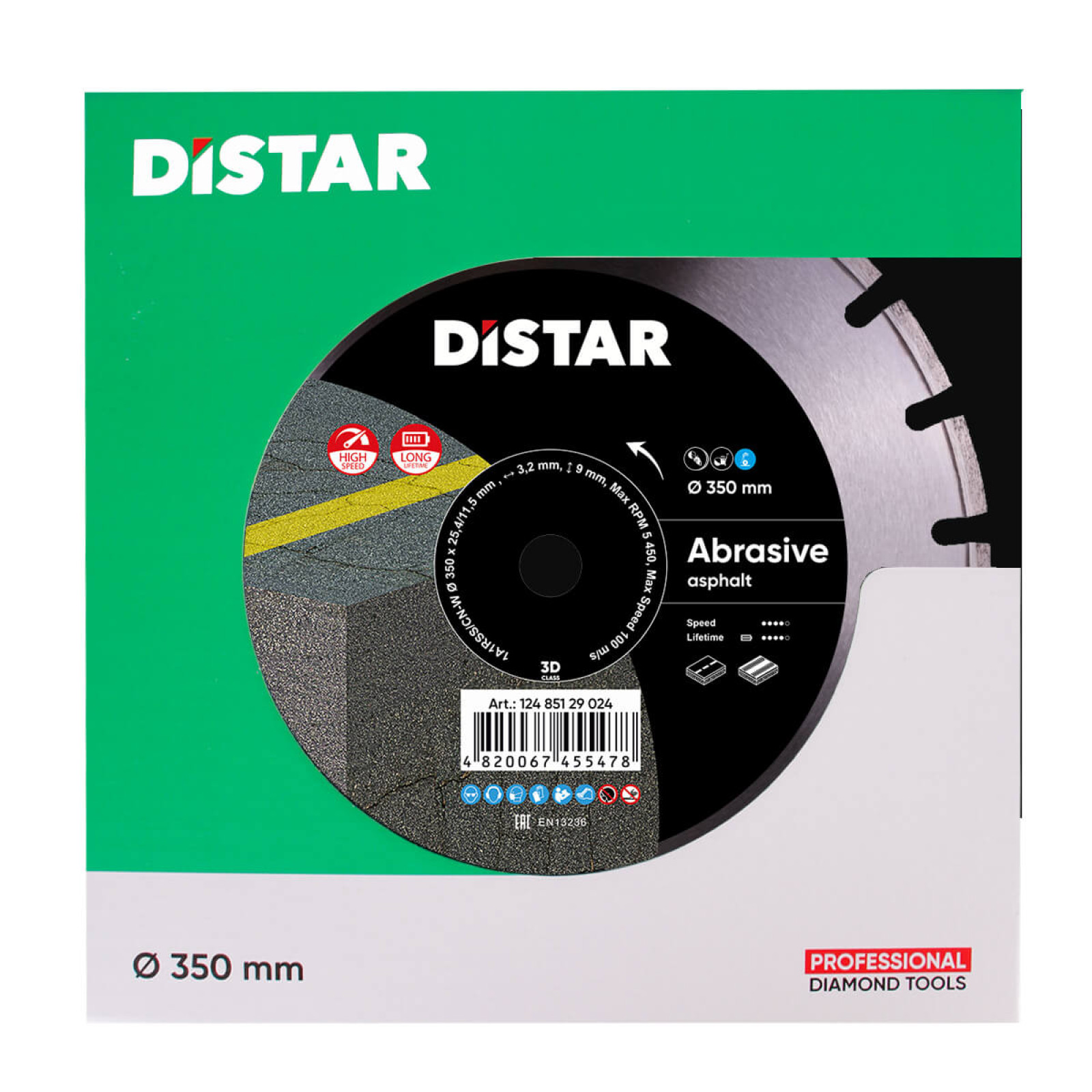 Круг алмазный отрезной Distar 1A1RSS/C1N-W 350x3,2/2,2x25,4-11,5-21-ARP 40x3,2x6+3 R165 Bestseller Abrasive