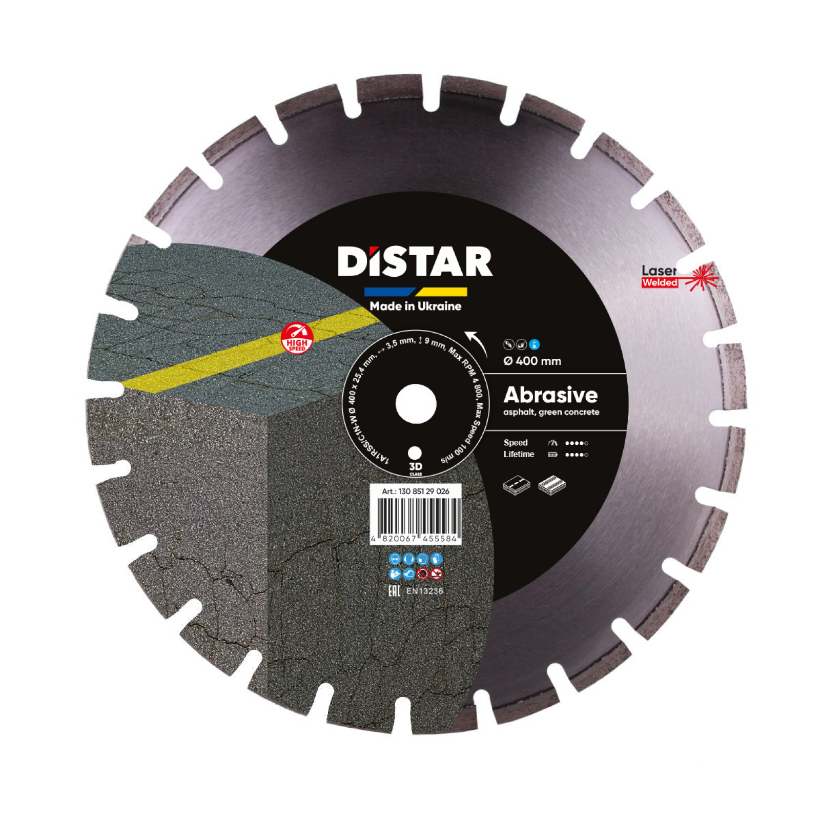 Круг алмазный отрезной Distar 1A1RSS/C1N-W 400x3,5/2,5x25,4-11,5-24-ARP 40x3,5x6+3 R195 Bestseller Abrasive