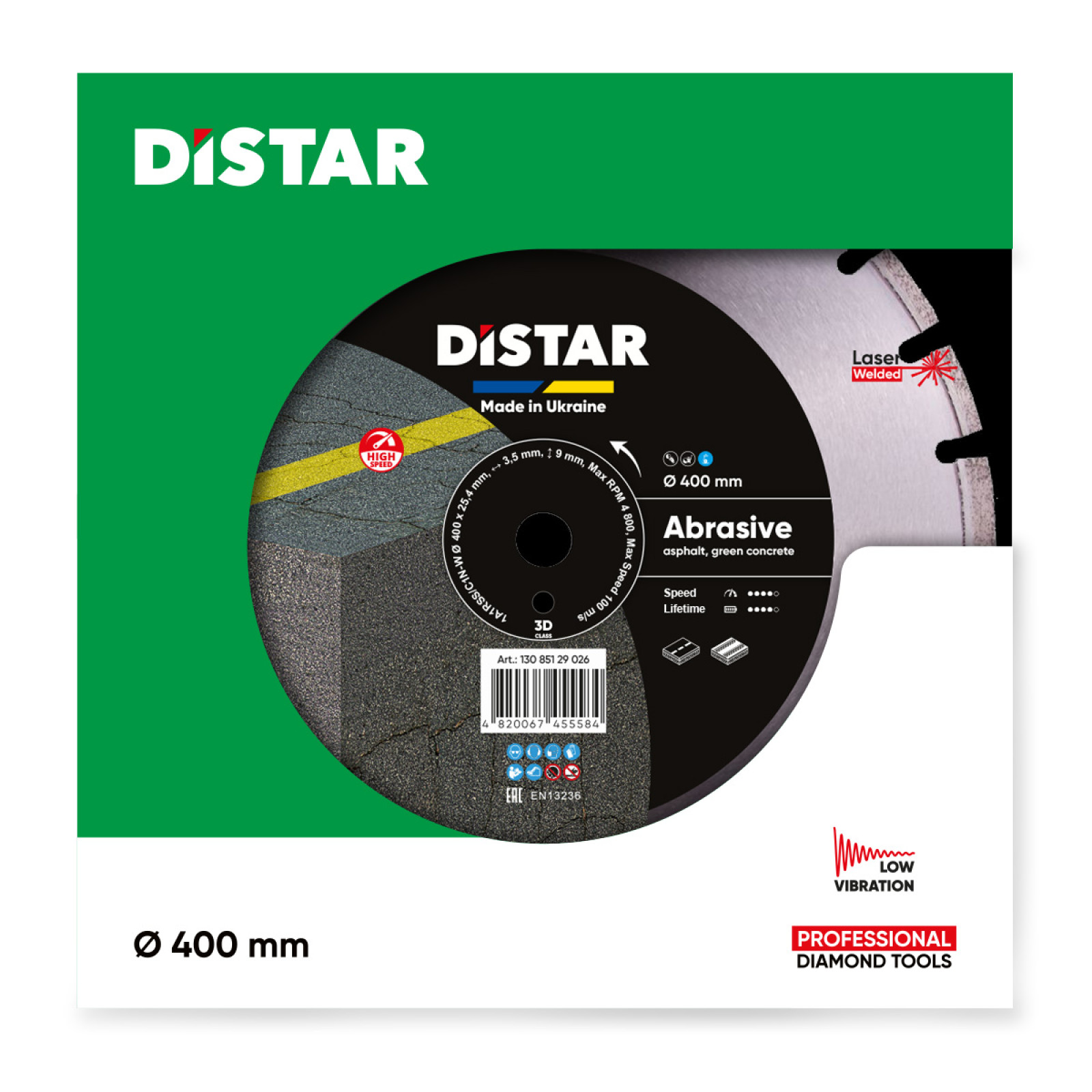 Круг алмазный отрезной Distar 1A1RSS/C1N-W 400x3,5/2,5x25,4-11,5-24-ARP 40x3,5x6+3 R195 Bestseller Abrasive