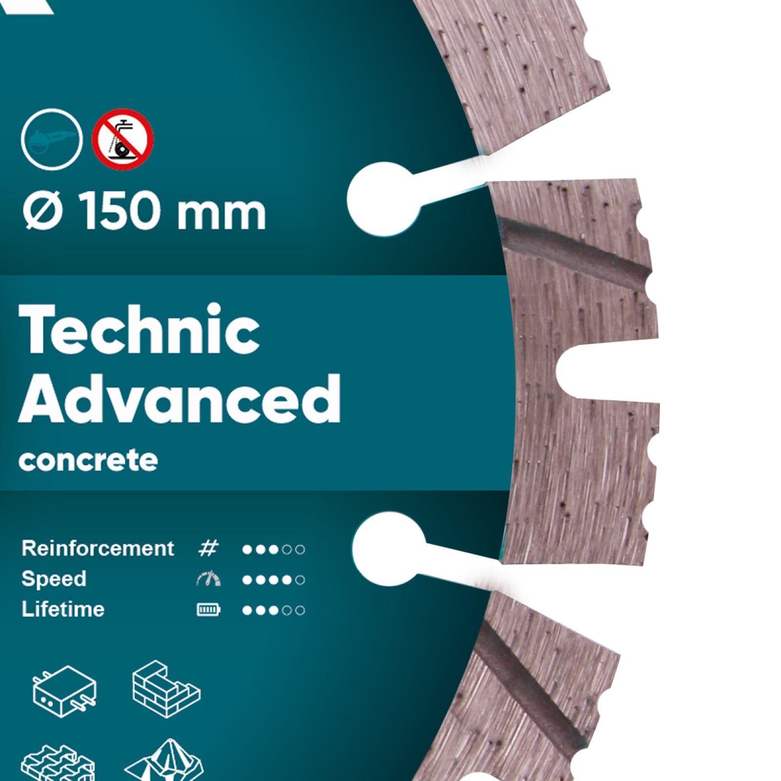 Круг алмазный отрезной Distar 1A1RSS/C3 150x2,3/1,5x11x22,23-12-HIT Technic Advanced
