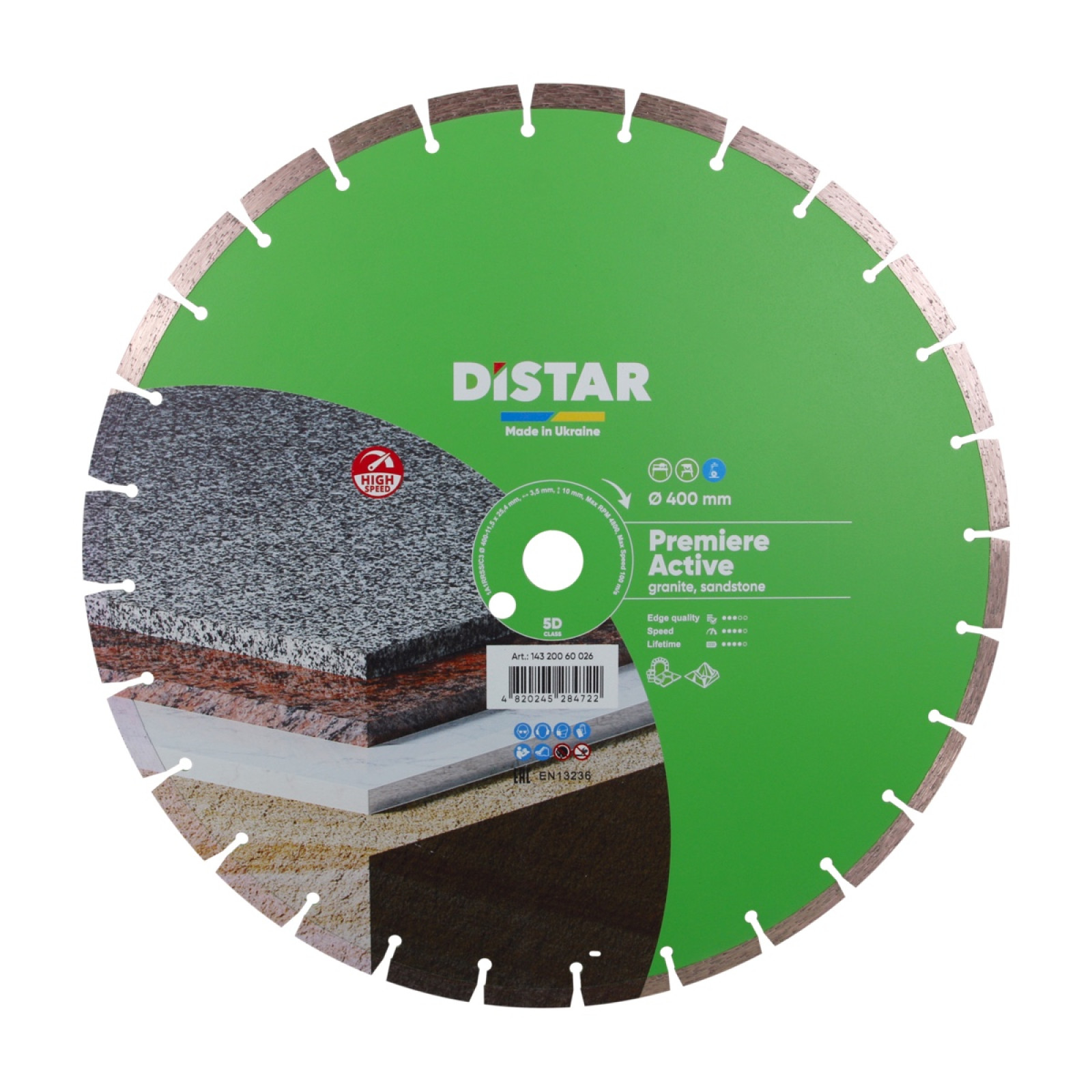 Круг алмазный отрезной Distar 1A1RSS/C3 400x3,5/2,5x10x25,4-28-HIT Premier Active