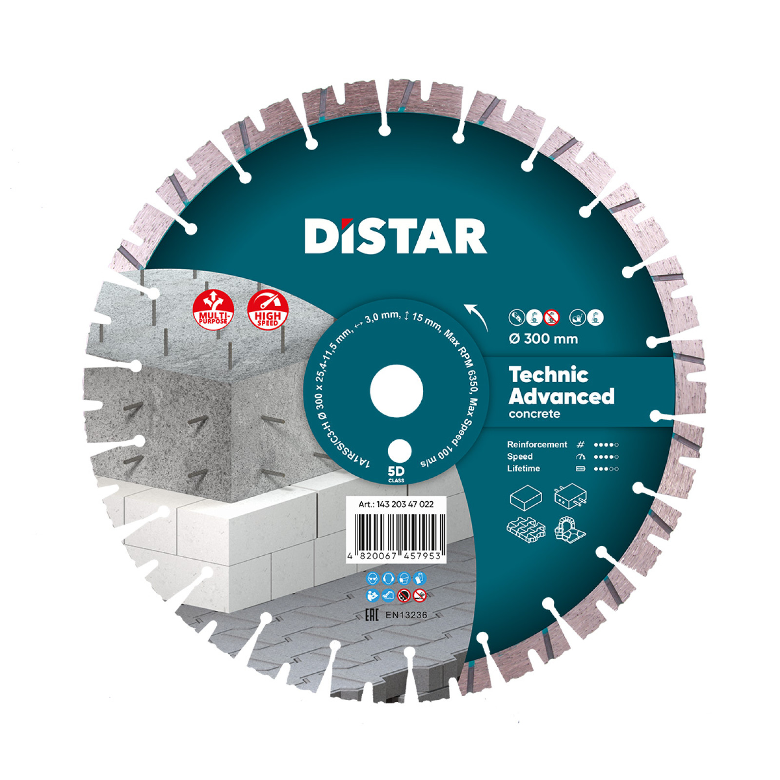 Круг алмазный отрезной Distar 1A1RSS/C3 300x3,0/2,0x15x25,4-(11,5)-22-HIT Technic Advanced