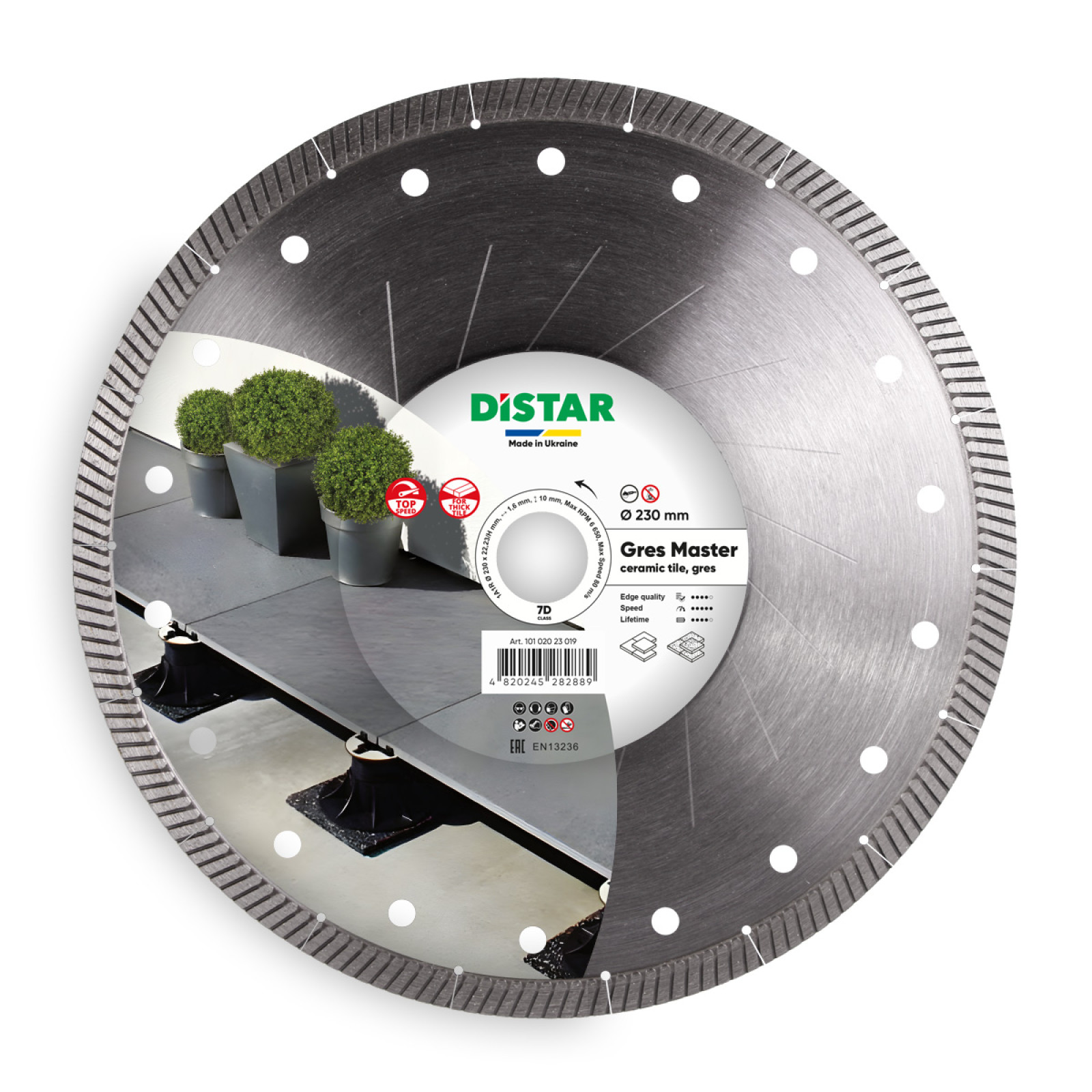 Круг алмазный отрезной Distar 1A1R 230x1,6/1,2x10x22,23/H Gres Master