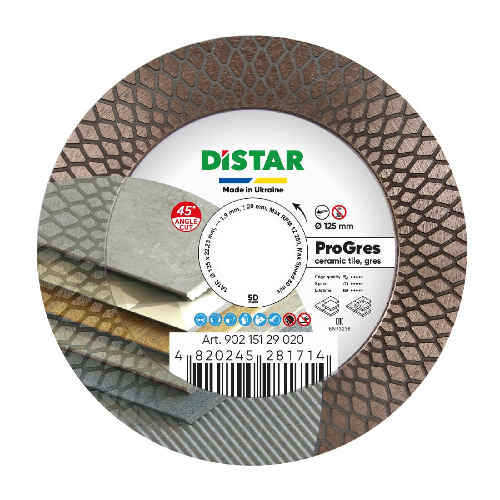 Круг алмазный отрезной Distar 1A1R 125x1,9x8/20x22,23 PRO Gres